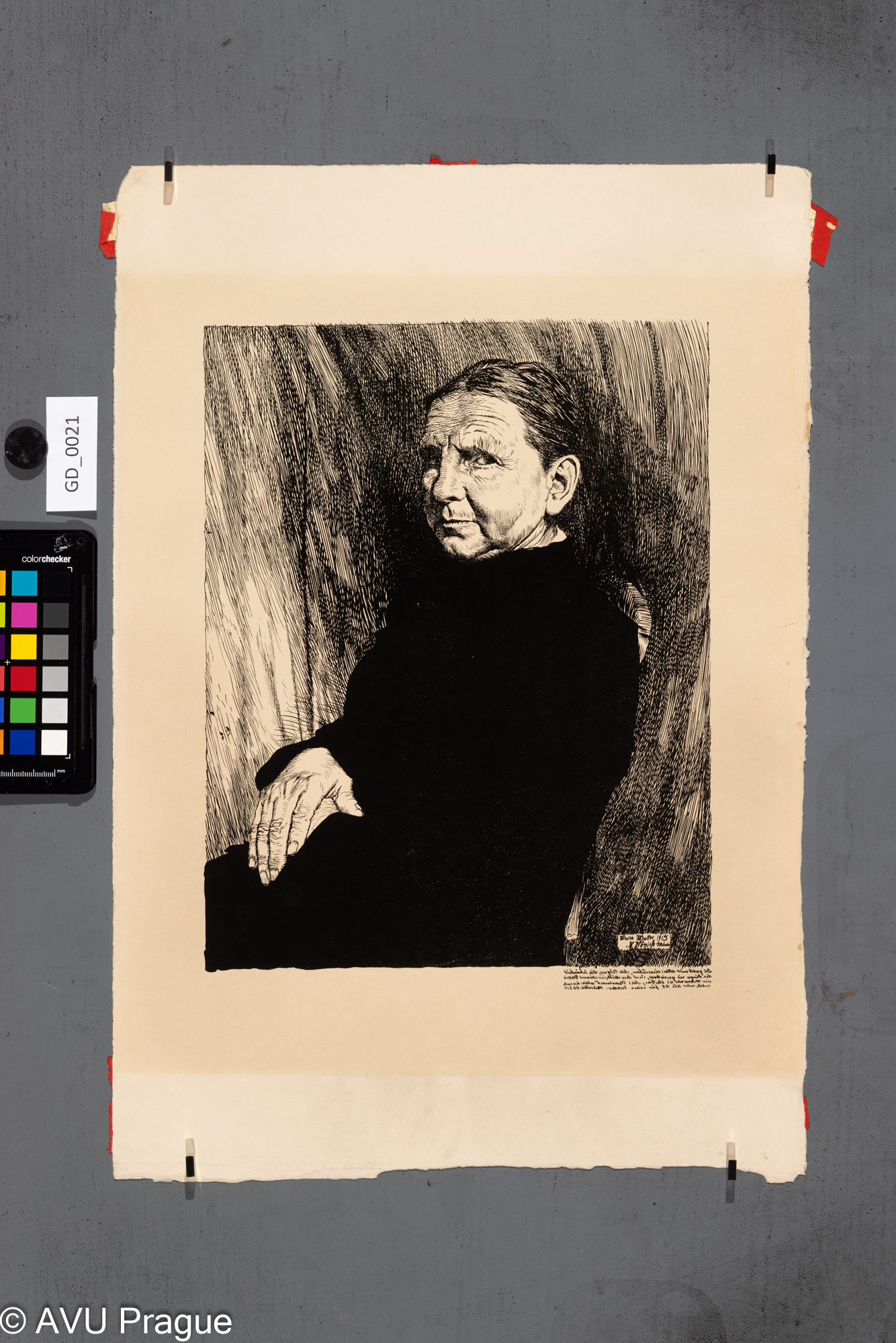 Heinrich Hönich, Moje matka,1915,Litografie - kresba perem, 23,8 x 30,4, papír - 48 x 32,5