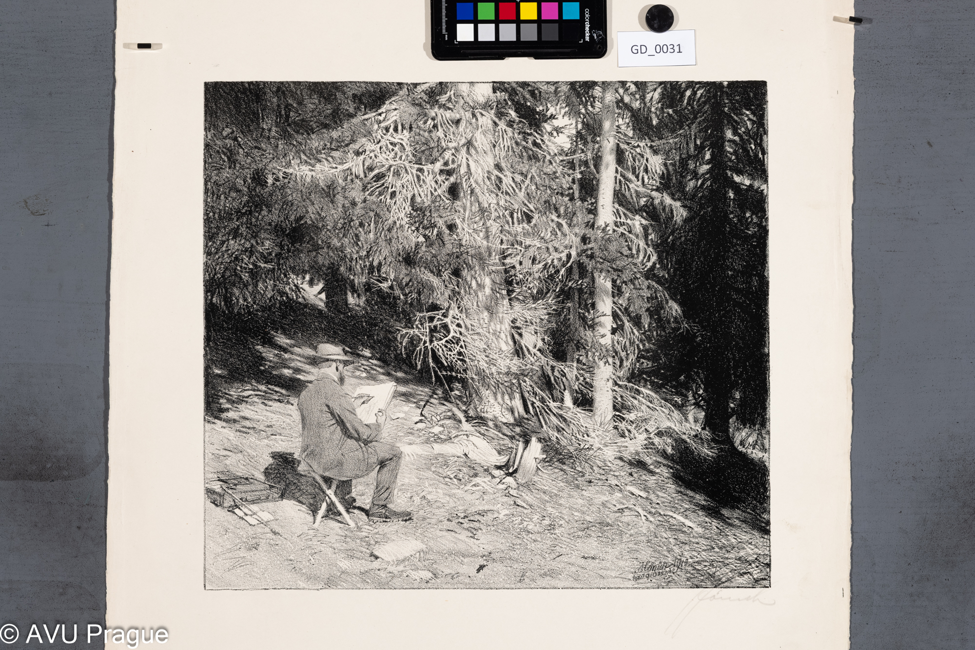 Heinrich Hönich, Der Maller - Malíř,1917,Litografie, 36 x 40,1, papír - 67,2 x 52,5, Hönich -Zehn Litographie von Heinrich Hönich