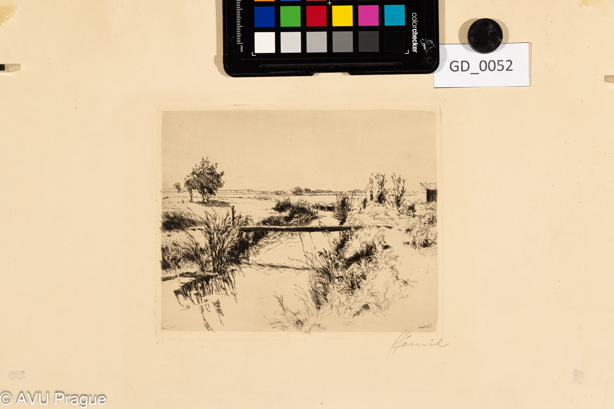 Heinrich Hönich, Steg im Moos - Lávka, 1921, Lept, 13,5 x 16,6, 30,2 x 39,7