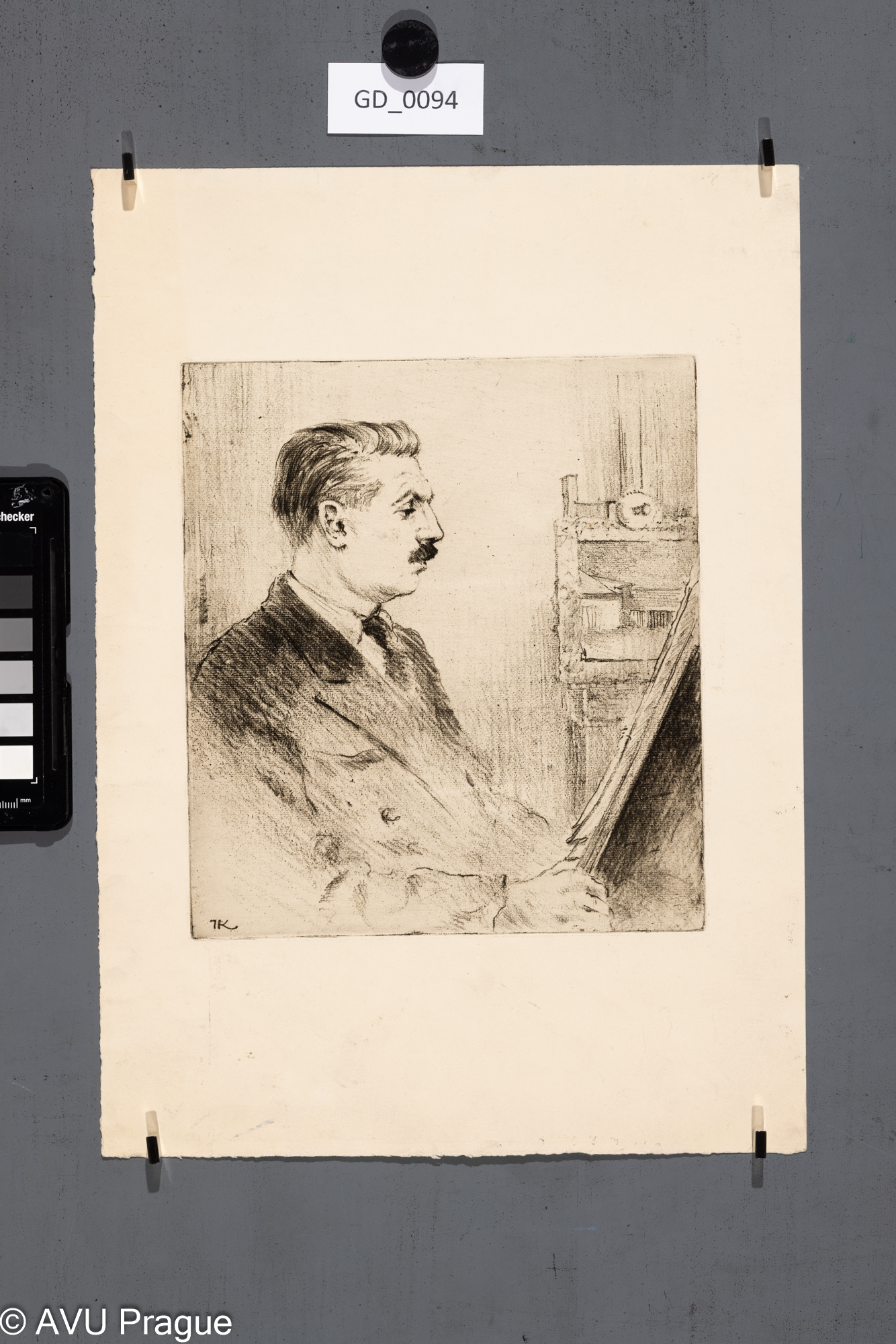 Jaroslav Kovář; Portrét muže s knírem; Měkký kryt; 20,9 x 18,4; 35 x 25; Silovský