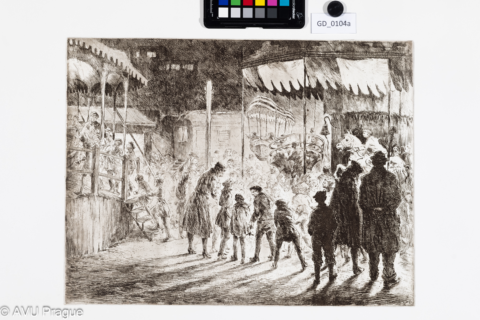 Jaroslav Kovář; Na pouti; Lept ; 33 x 43,3; 49,2 x 70,5; Silovskýnovotisk z originální matrice