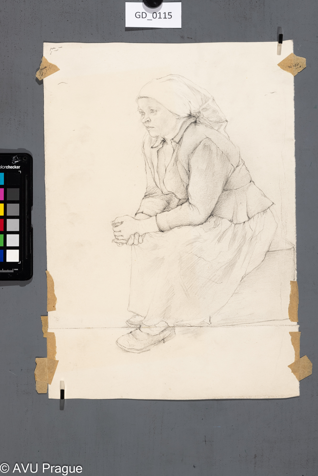 Nezjištěn; Studie selky; kresba;35 x 24,5