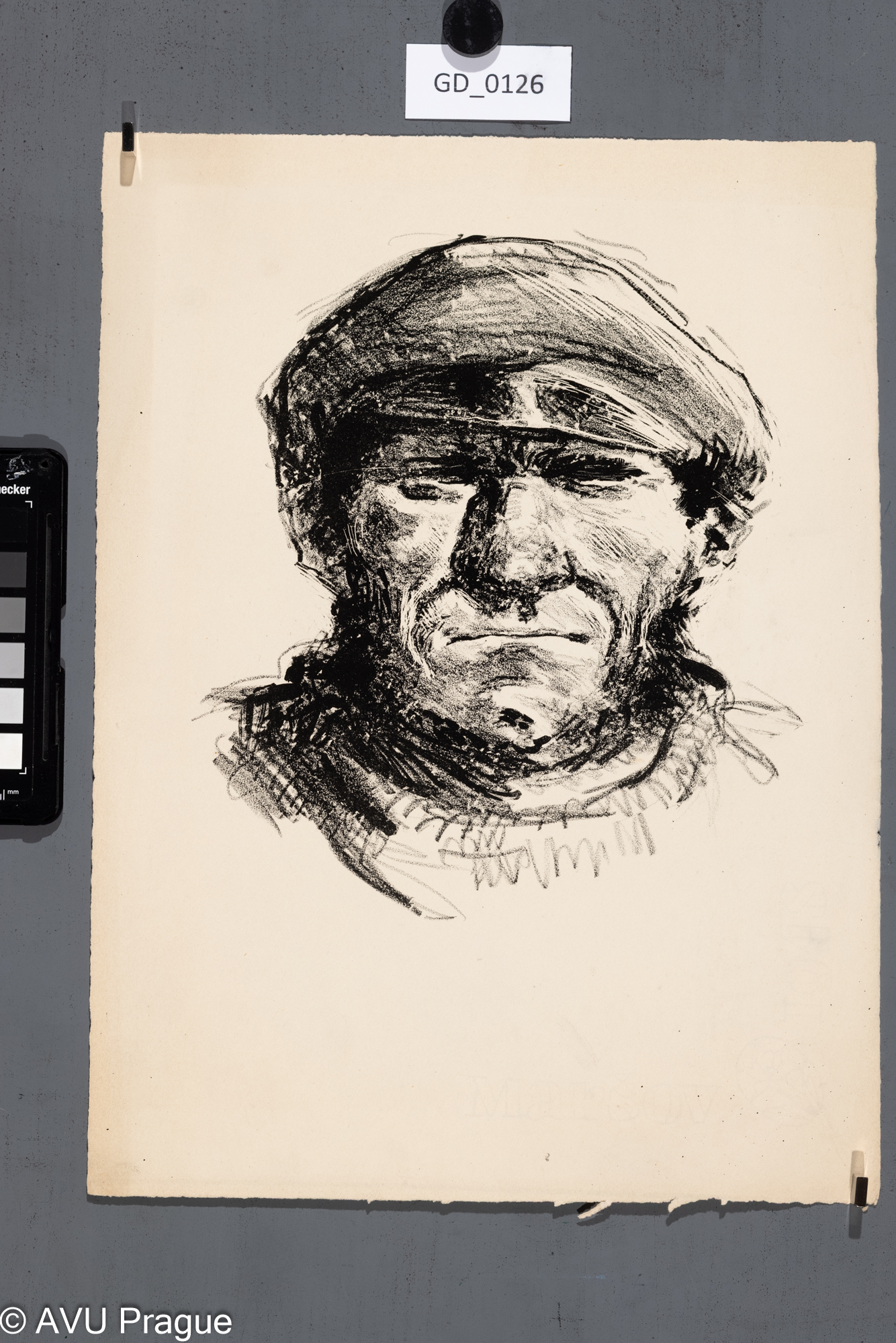 Nezjištěn; Hlava muže;Litografie; 35,5 x 26,2