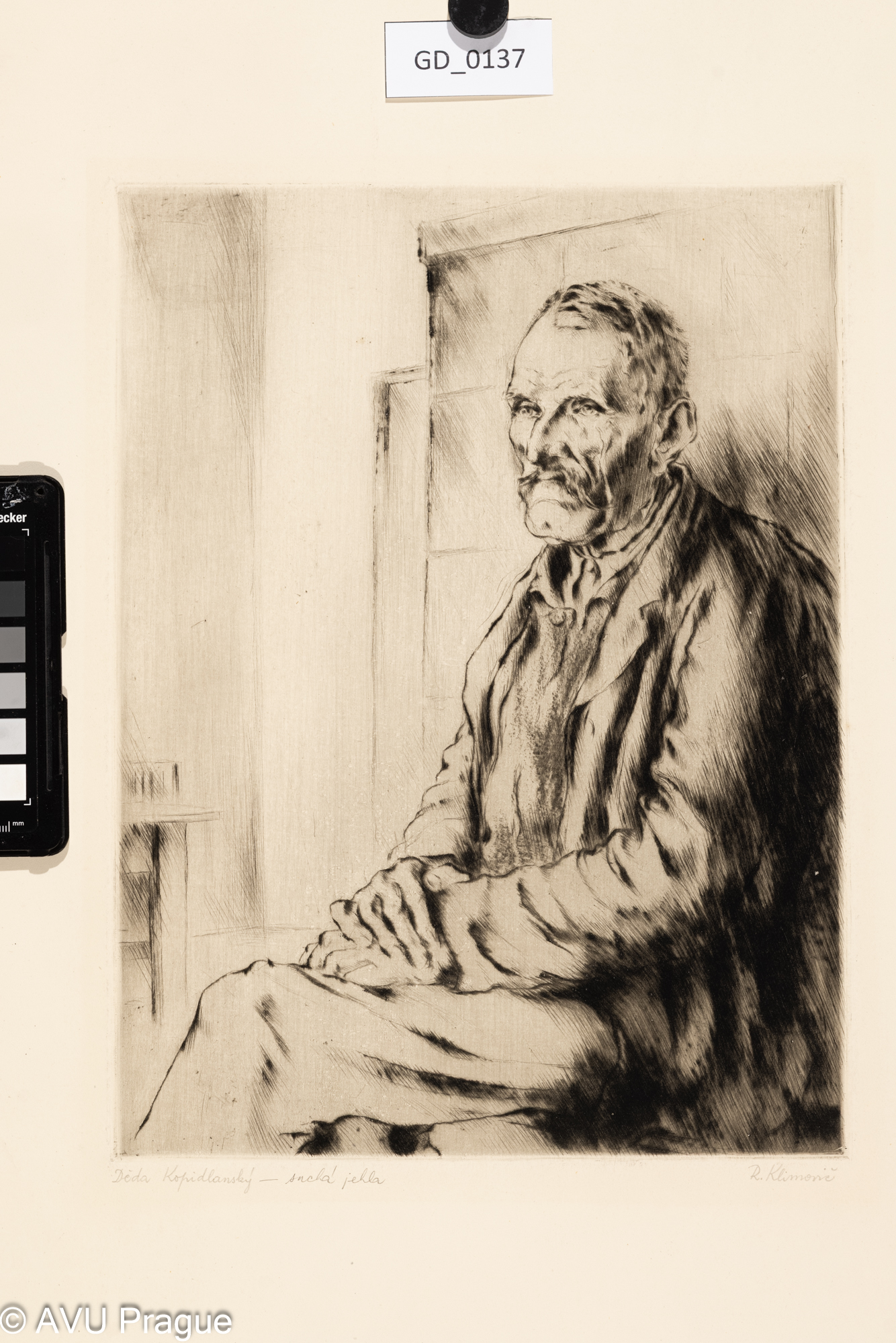 Rudolf Klimovič; Děd Kopidlanský;Suchá jehla; 32 x 24; 62 x 45,5;Silovský