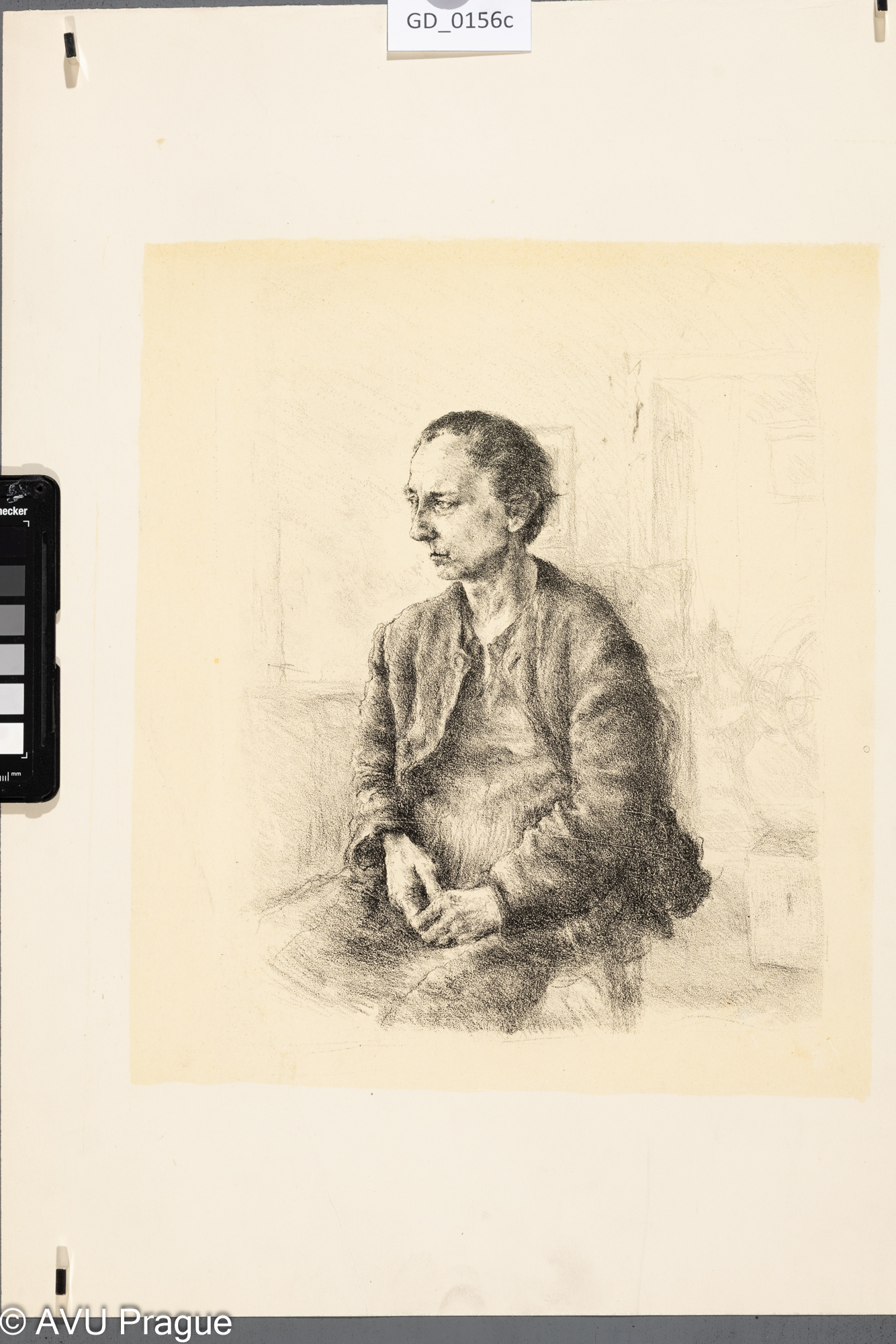 Jarmila Šírová (Dvořáčková);Sedicí žena; Litografie - podtisk; 32,5 x 28;52 x 35; Silovský