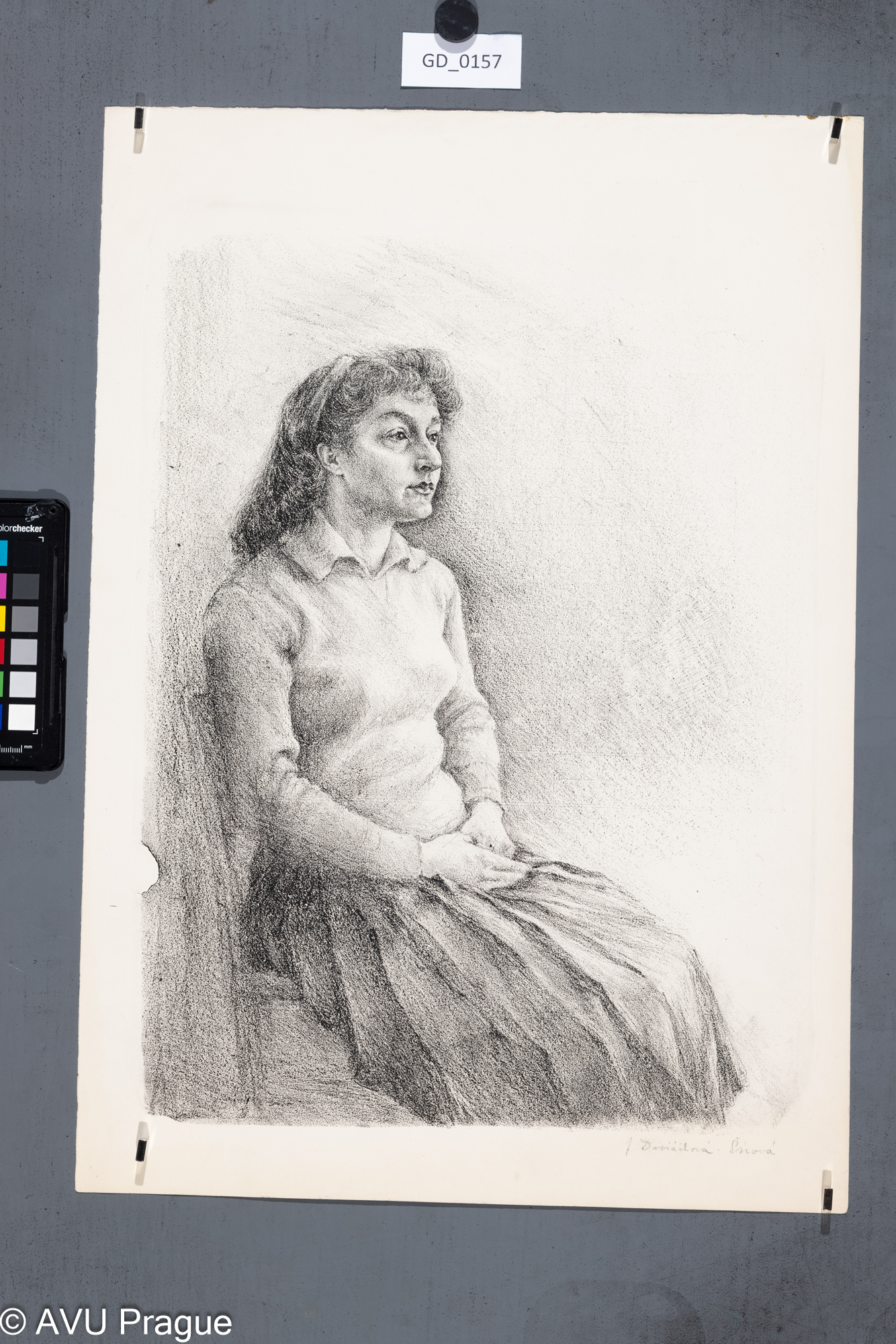 Jarmila Šírová (Dvořáčková);Portrét ženy; Litografie; 42 x 31,4;47,8 x 35; Silovský