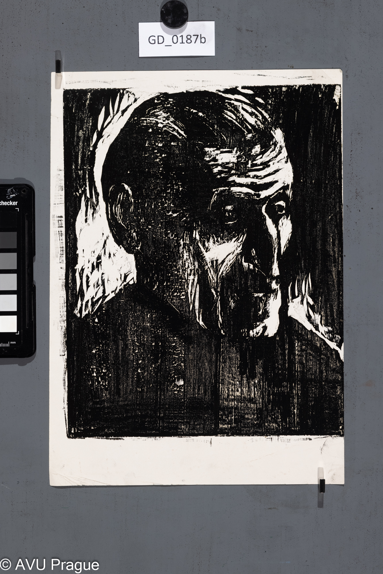 Aleš Veselý ?; Mužská hlava;Dřevořez; 26 x 20; 30 x 21; Silovský