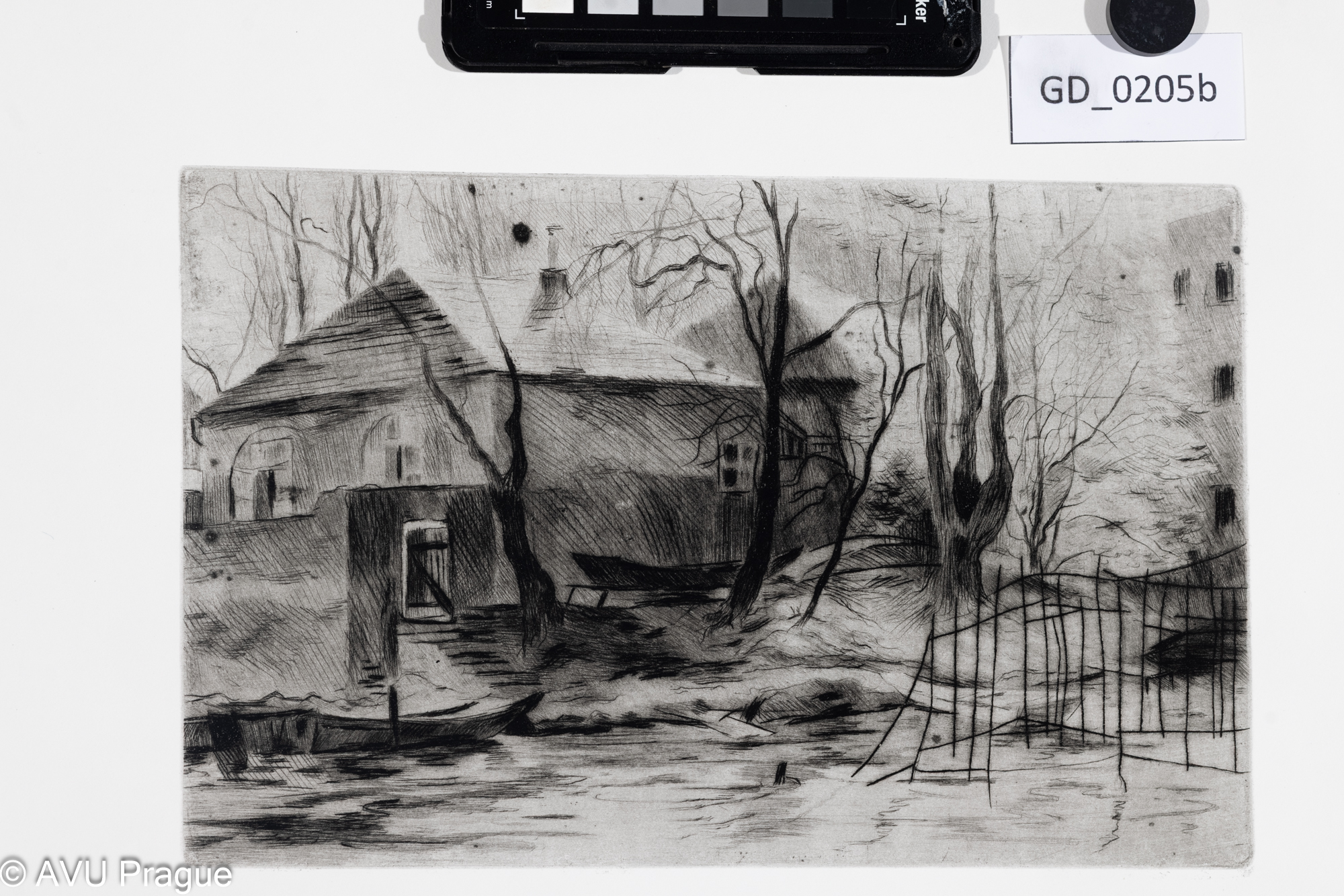 Jiřina Kubínová, Čertovka,Suchá jehla, 15,9 x 24,2, 35,3 x 49,Silovský, novotisk z originální matrice 2023