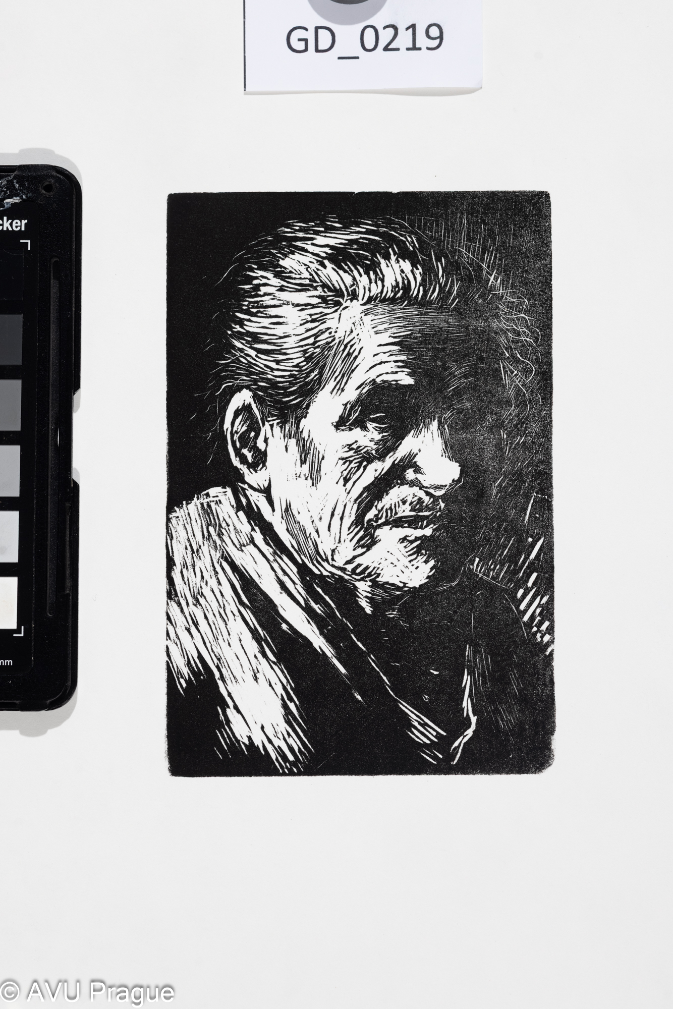 Jiřina Kubínová, Portrét ženy,Dřevoryt, 13,3 x 8,8, 26,5 x 20,1,Silovský, novotisk z originální matrice 2023 - nikdy netištěná