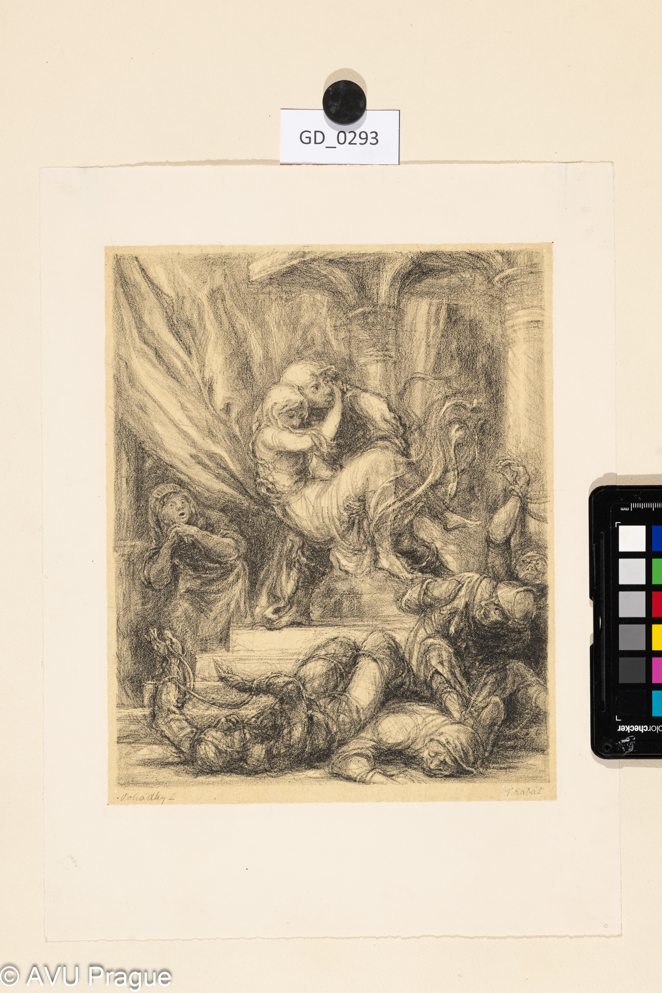 Vaclav Kabát, Pohádky II. - vysvobození princezny, 1955,Litografie - podtisk, 25,6 x 20,5,35,5 x 26,6 Pukl