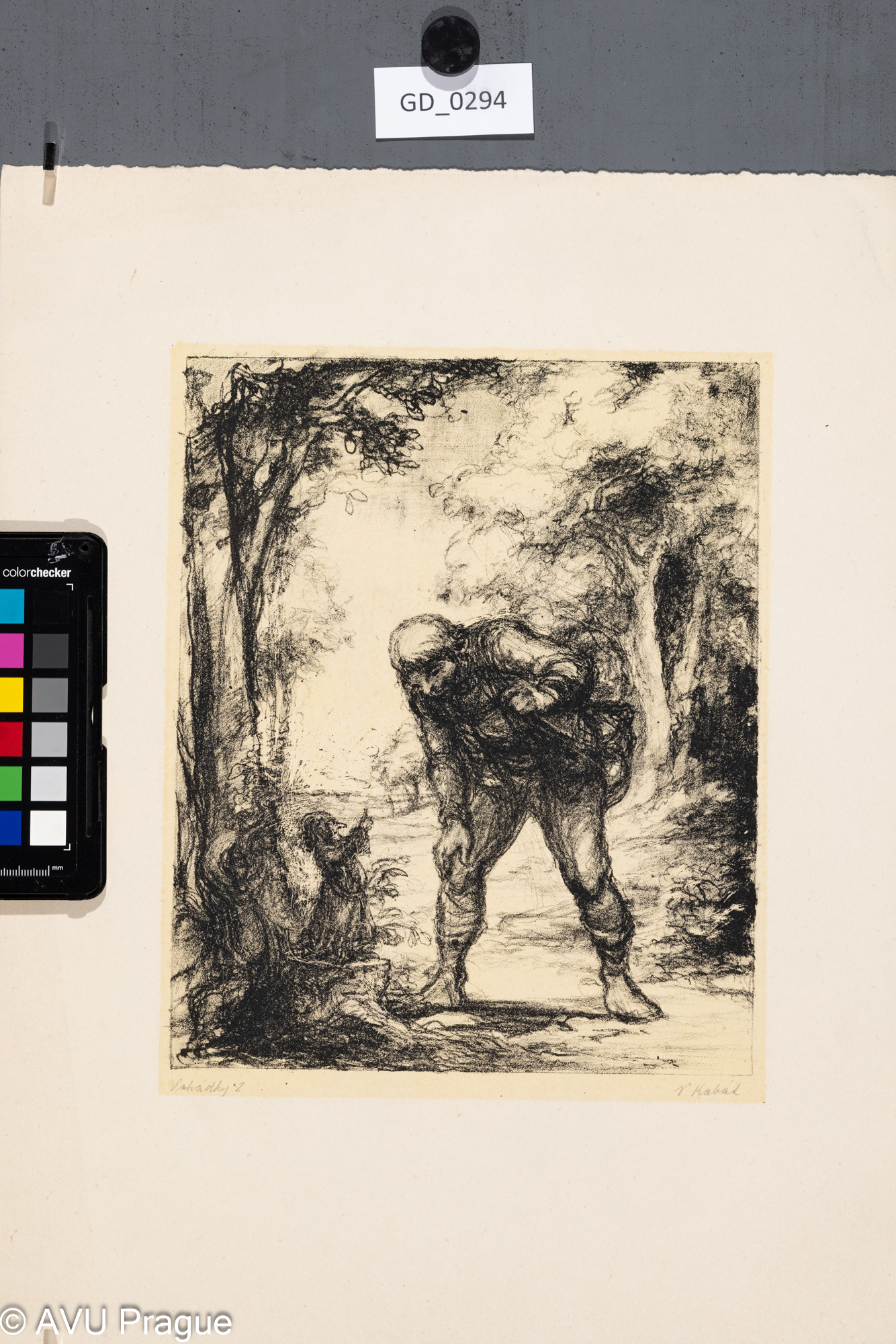 Vaclav Kabát, Pohádky 2 - setkání se skřítkem, 1955,Litografie - podtisk, 25,1 x 20,1,41 x 31Pukl