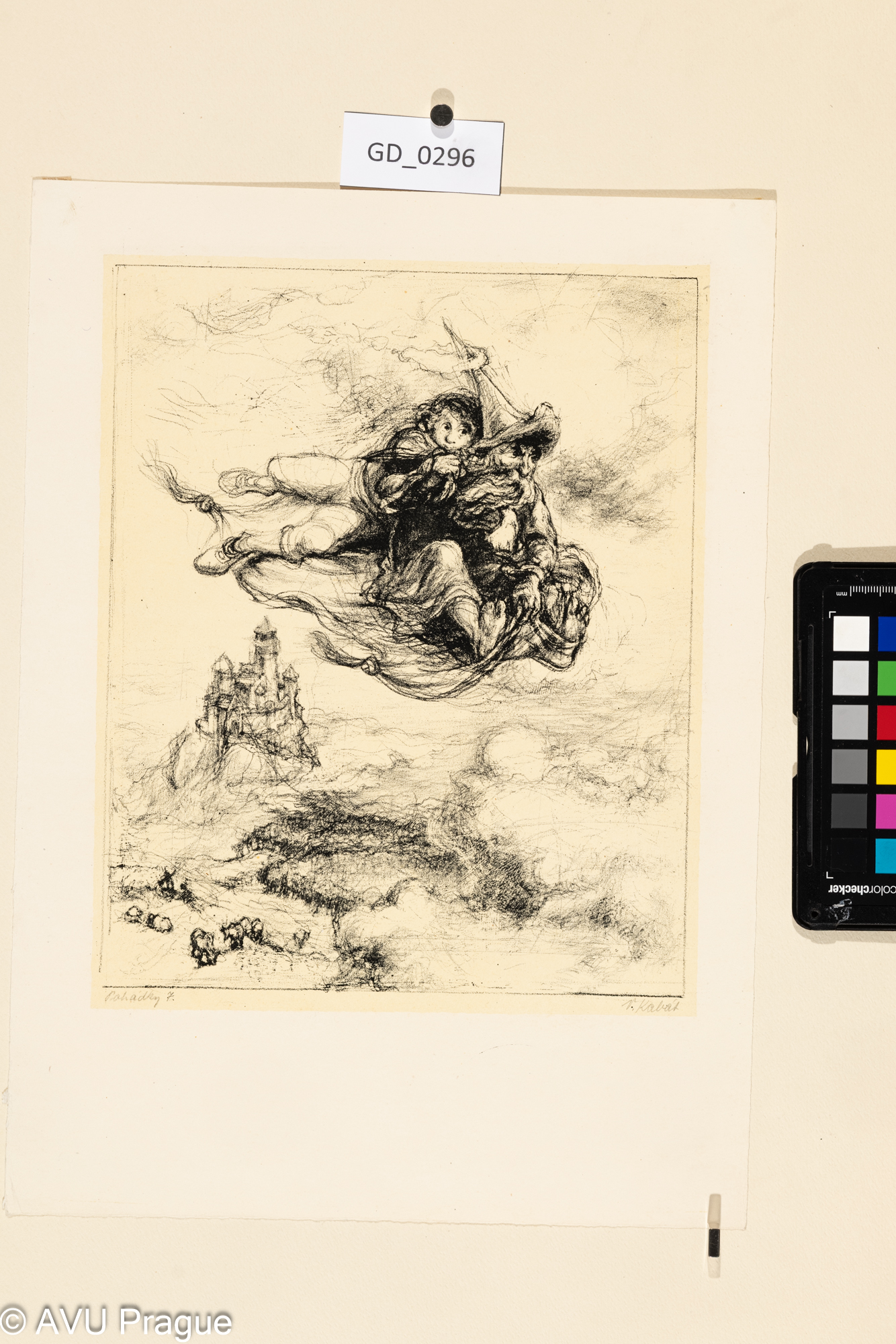 Vaclav Kabát, Pohádky 7. - létající koberec, 1955,Litografie - podtisk, 25,5 x 20,3,35 x 25,3Pukl