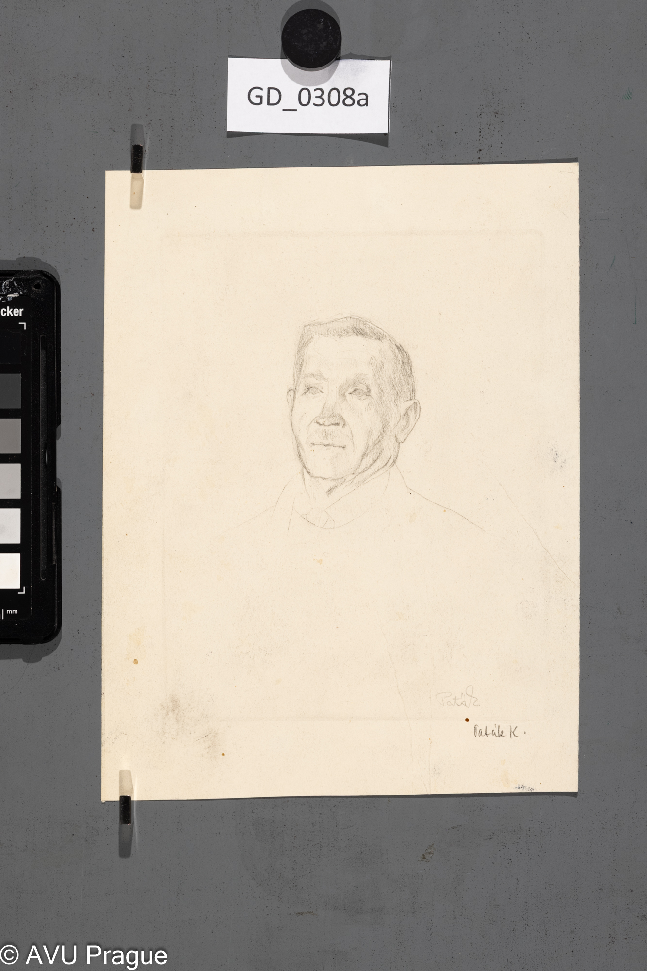 Karel Paták, Hlava muže,kresba (s fazetou), 16,4 x 12,5,21,2 x 16, Pukl