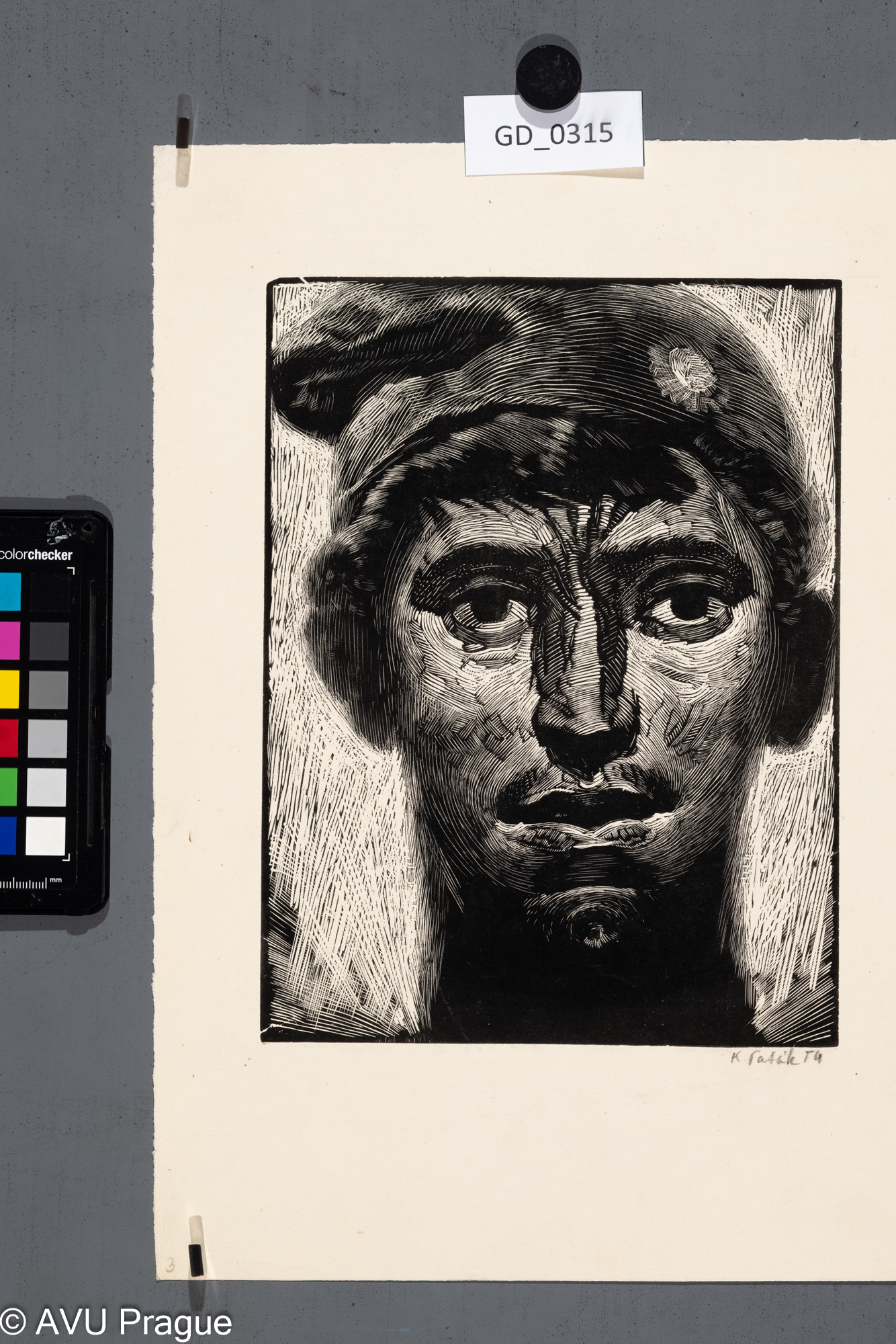 Karel Paták, Hlava chlapce (francouzská revoluce), 1954,Dřevoryt,25,6 x 17,3, 35 x 25,2,Pukl