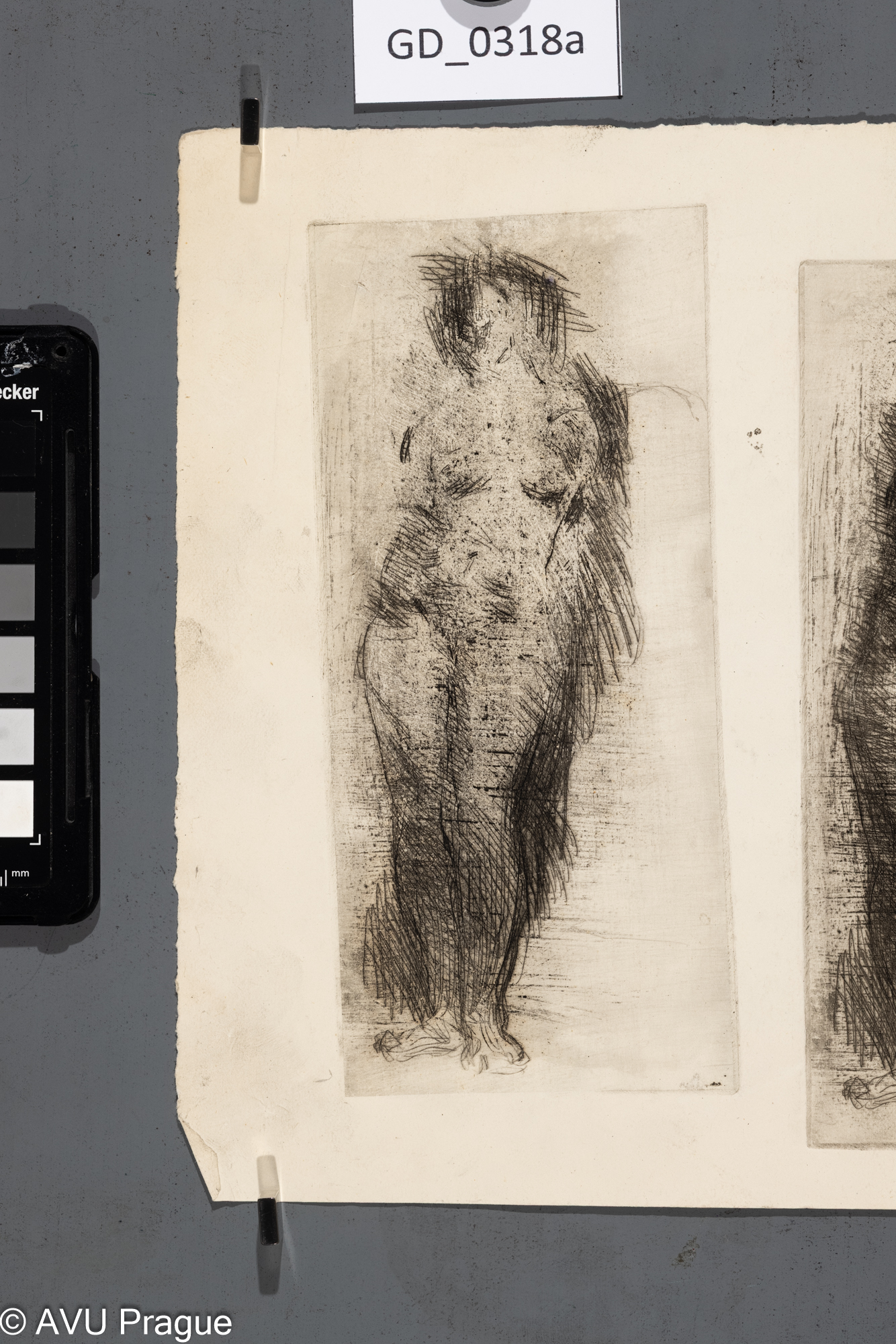 Karel Paták, Ženský akt,Lept, 18,5 x 8,4, 22,8  x 35,PuklI. Stav