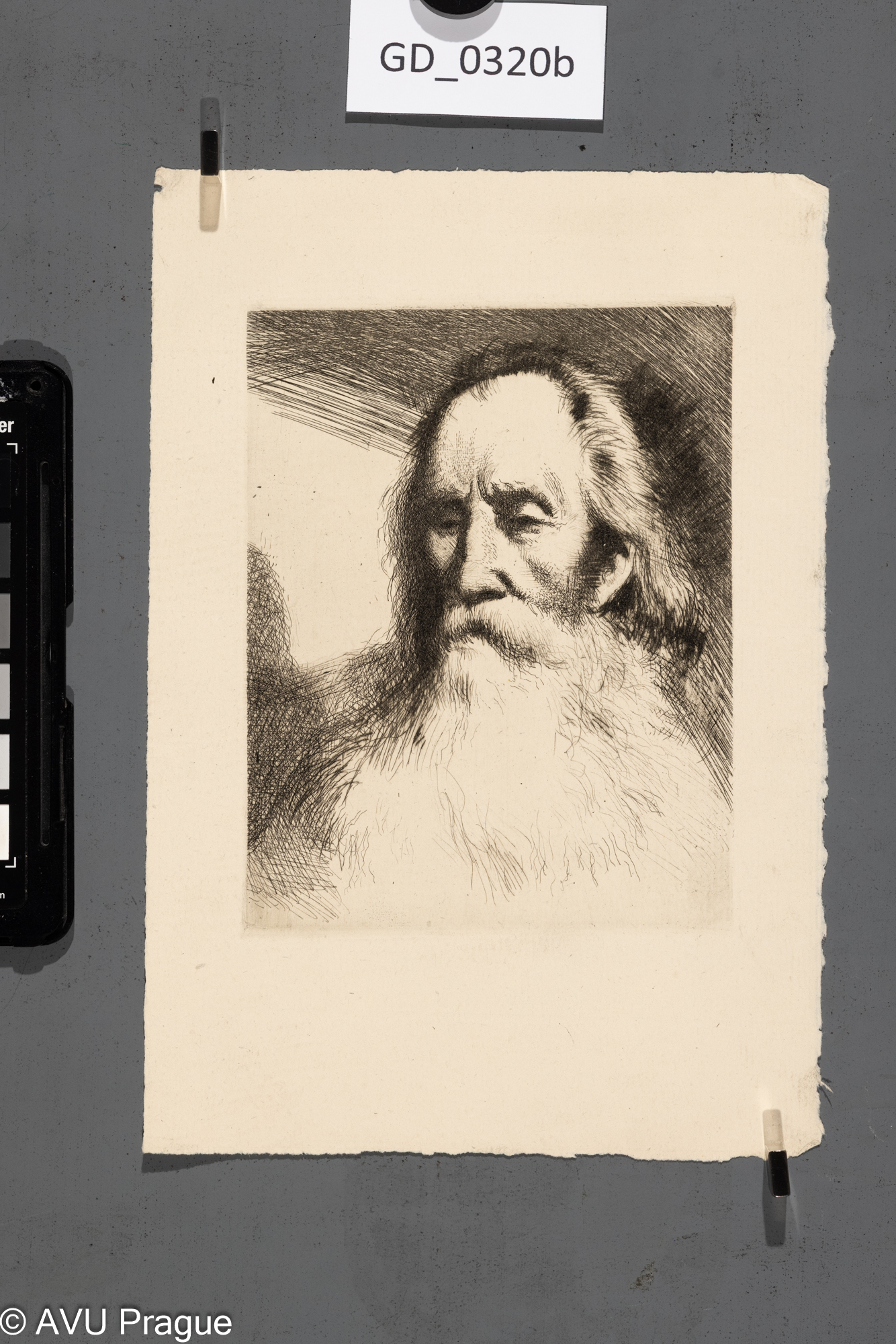 Karel Paták, Hlava starce,Lept / Suchá jehla, 13,6 x 10,9,21,1 x 14,5, Pukl