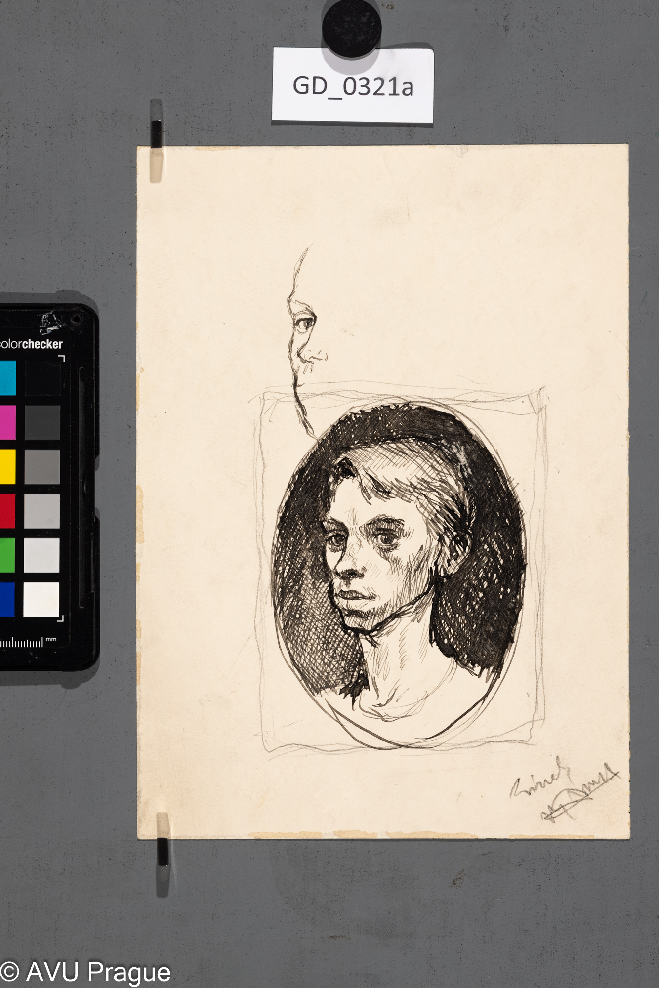 Karel Paták, Hlava mladíka (autoportrét?), Kresba tuží,12 x  9, 23,1 x 16,8, Pukl