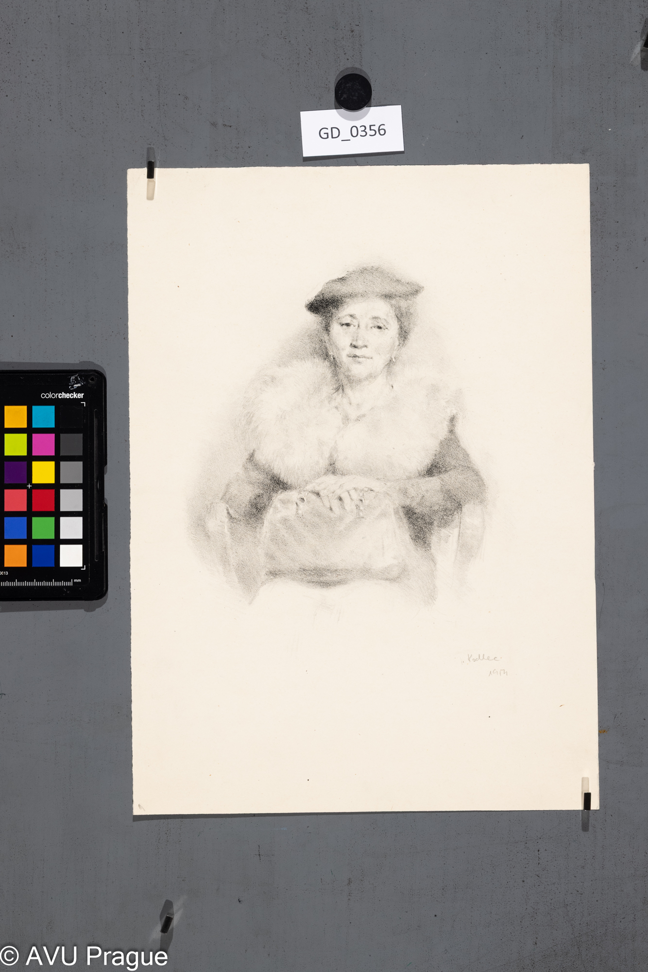 Jaroslav Kadlec, Portrét dámy,1954, Litografie, 35 x 25,2 Pukl