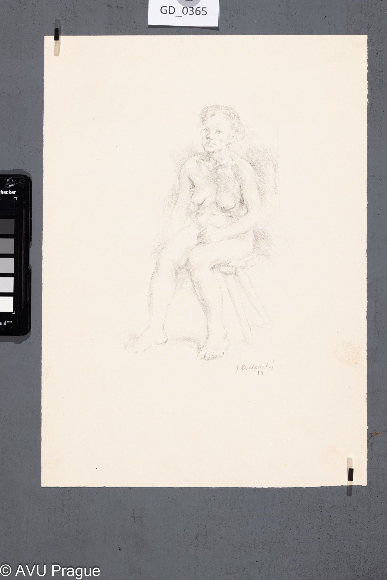 Jiří Kozlovský, modelka - akt II.,1954, Litografie, 35 x 25,2 Pukl