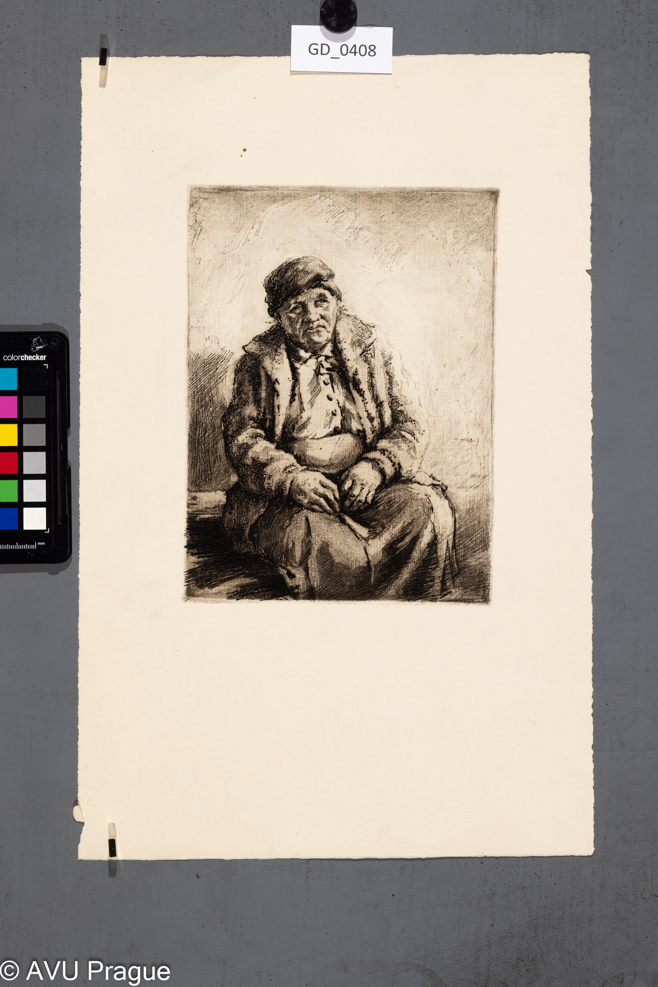 Neurčen, Sedící modelka II.,Lept / akvatinta, 22,5 x 16,5,43,4 x 27,8, Silovský ?