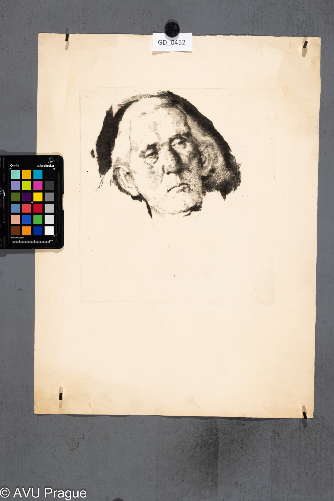 Neurčen, Hlava modela, Suchá jehla, 28,8 x 26, 50,7 x 37,5