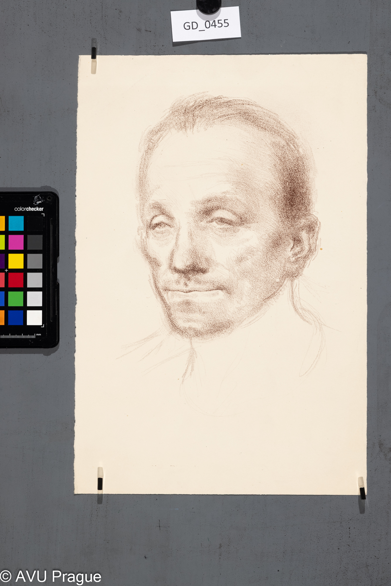 Neurčen, Hlava mužského modela, Litografie, 23 x 15,35,2 x 23,4