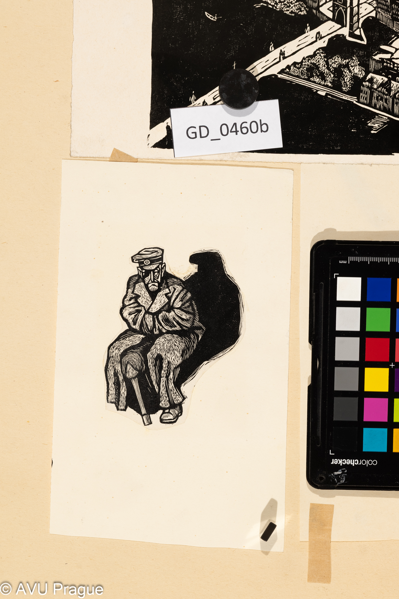 Zdeněk Mézl, Sedicí voják, 1960,Dřevory, 9 x 7, 19 x 11,6Silovský