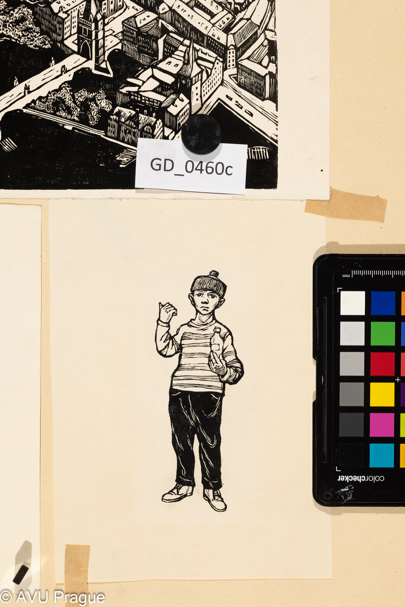 Zdeněk Mézl, Chlapec ve svetru,1960, Dřevoryt, 12 x 4,5, 19,2 x 13,7, Silovský