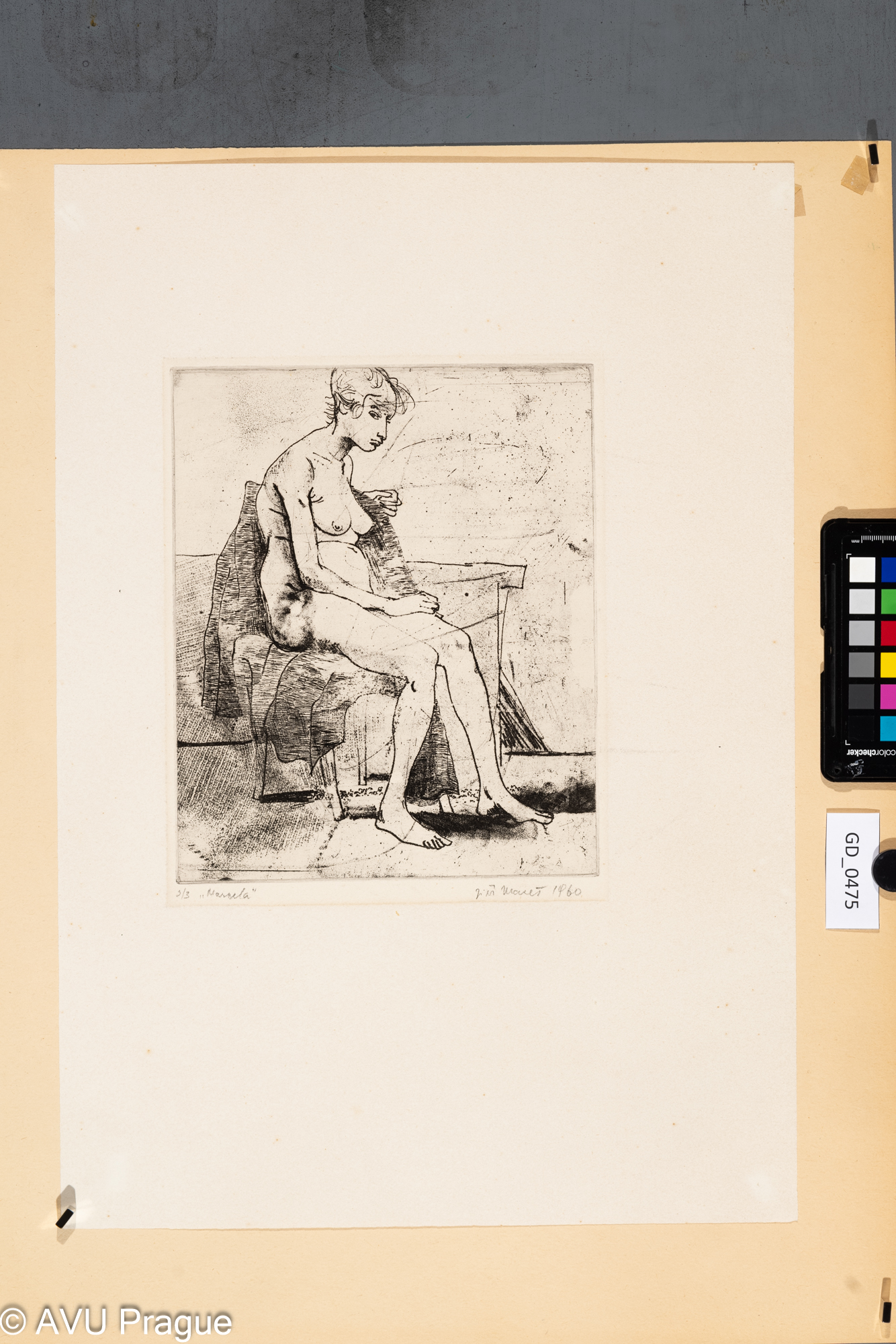 Jiří Mareš, Marcela, 1960, Měkký kryt, 25,5 x 20,5 , 50,3 x 35Silovský