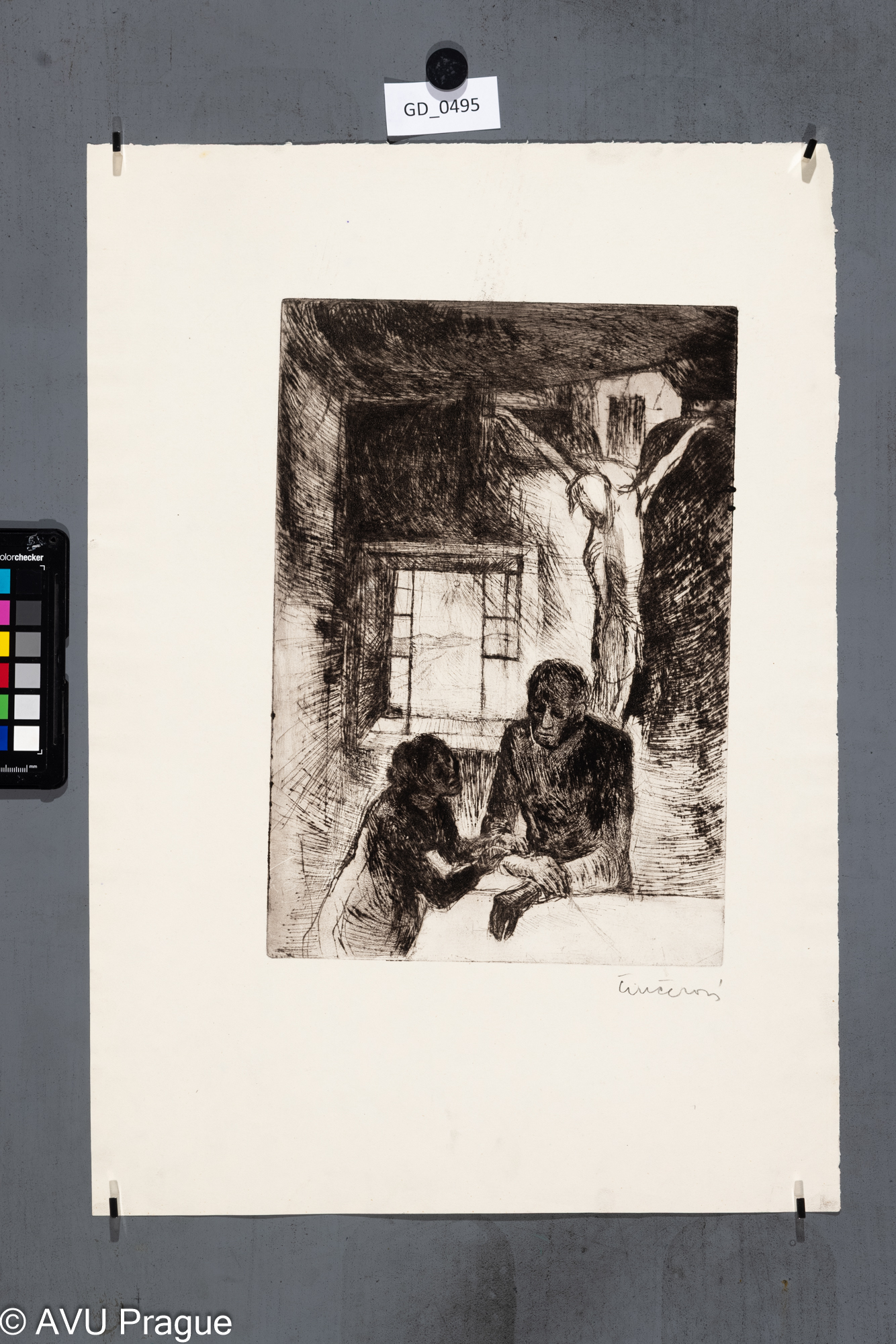 Eva Činčerová, Pod ukřižovaným,Suchá jehla, 31,8 x 21,9, 51,2 x 35,6, Tittelbach