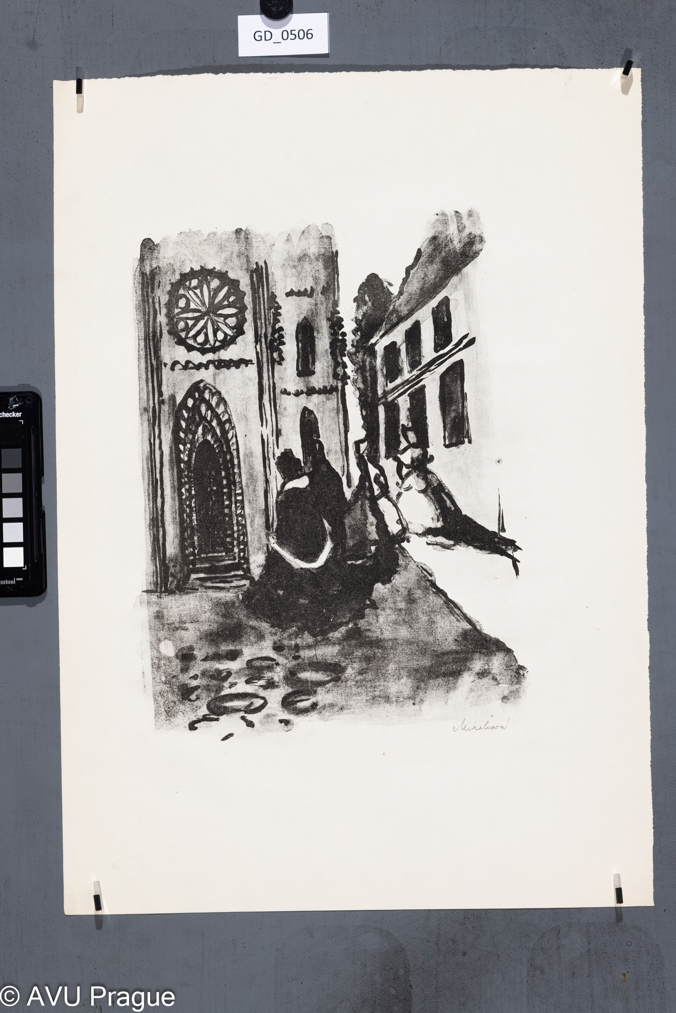 Eva Mužiková, Ilustrace - Gogol II. ?Litografie - tuž, 36 x 27, 51 x 35,7,Tittelbach