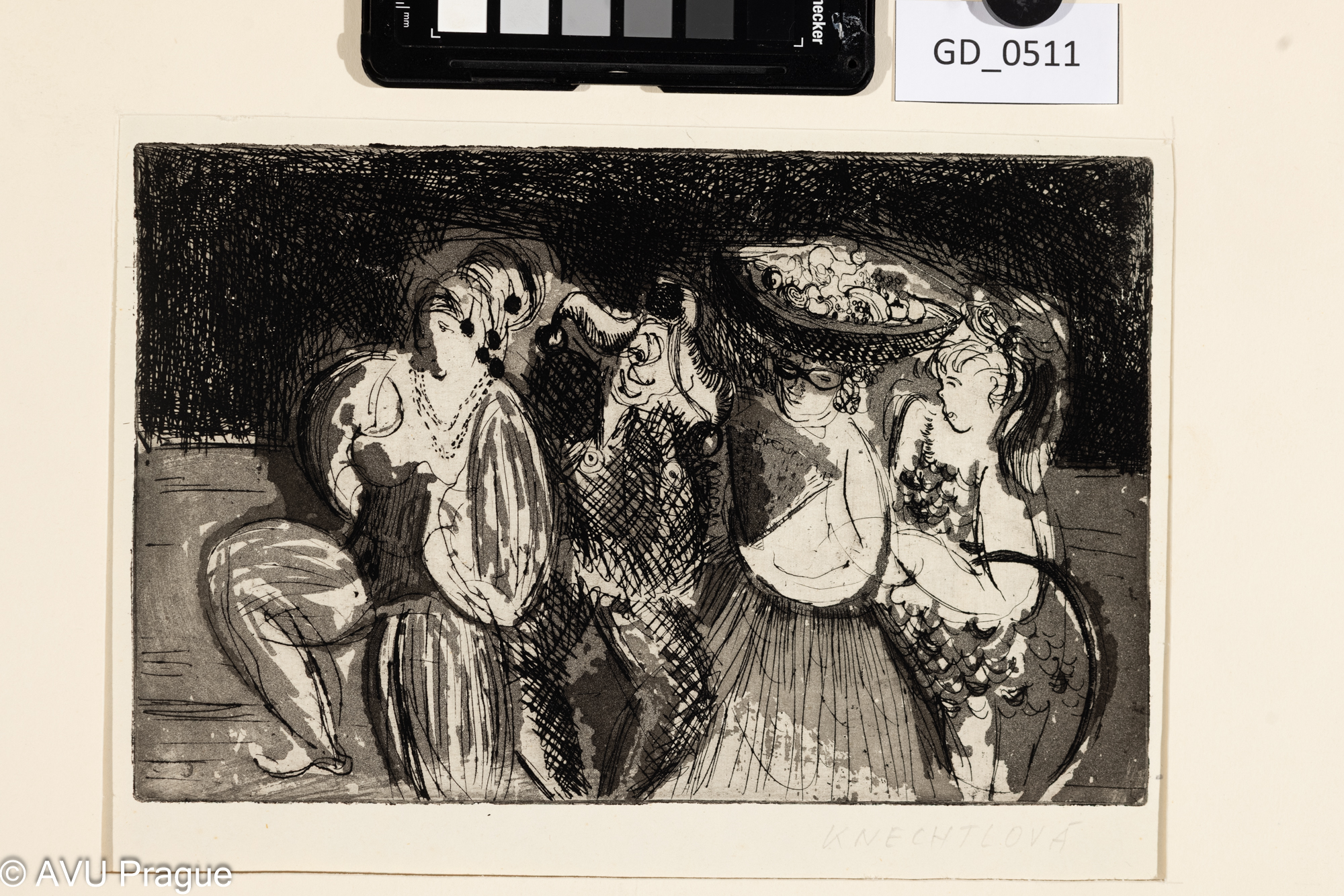 Bibiana Knechtová, Karneval,Lept / akvatinta, 15,9 x 24,8,35,3 x 44,3, Souček