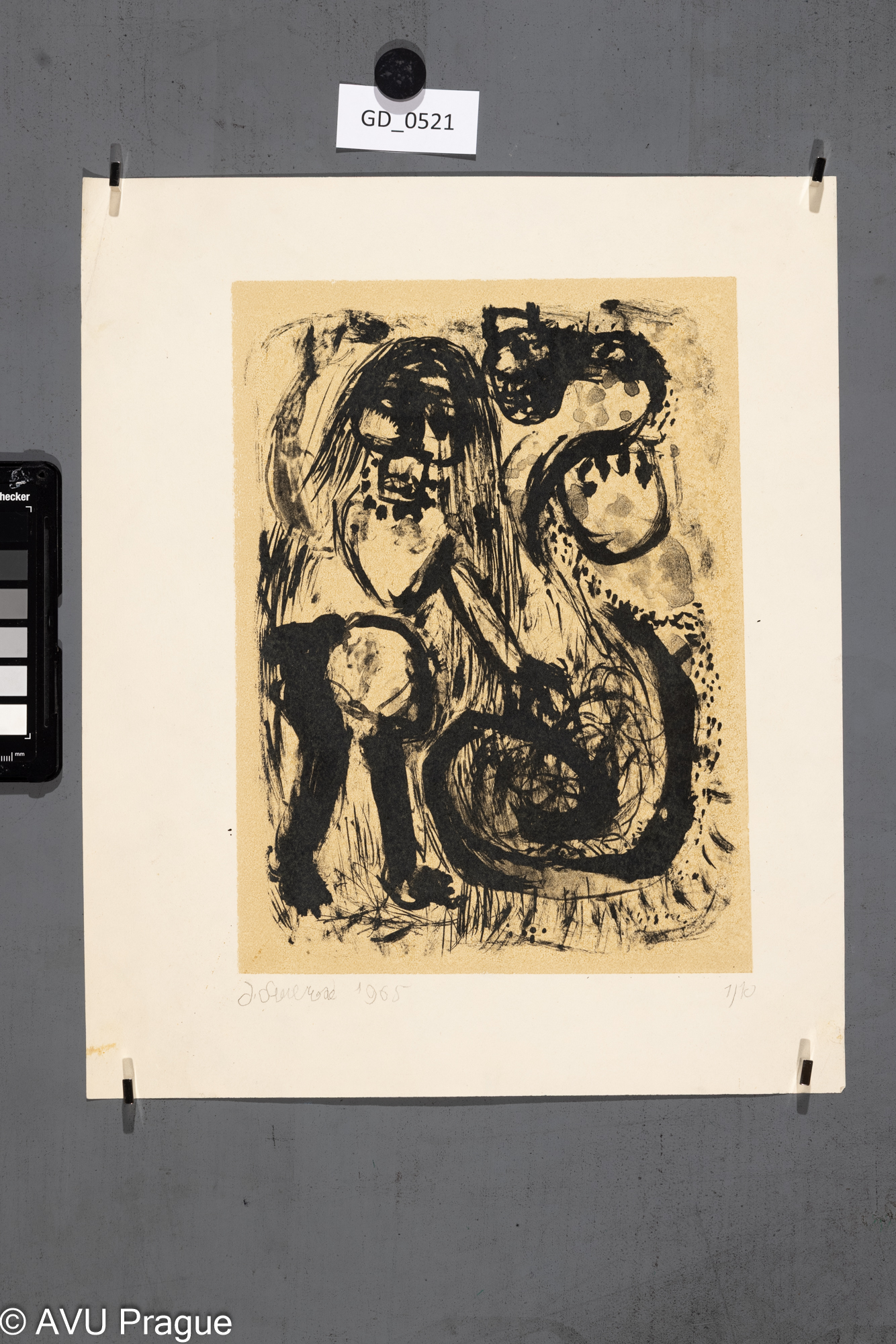 Jaroslava Severová, Kompozice III., 1965, Litografie - podtisk, 27 x 20,36 x 29,6, Tittelbach