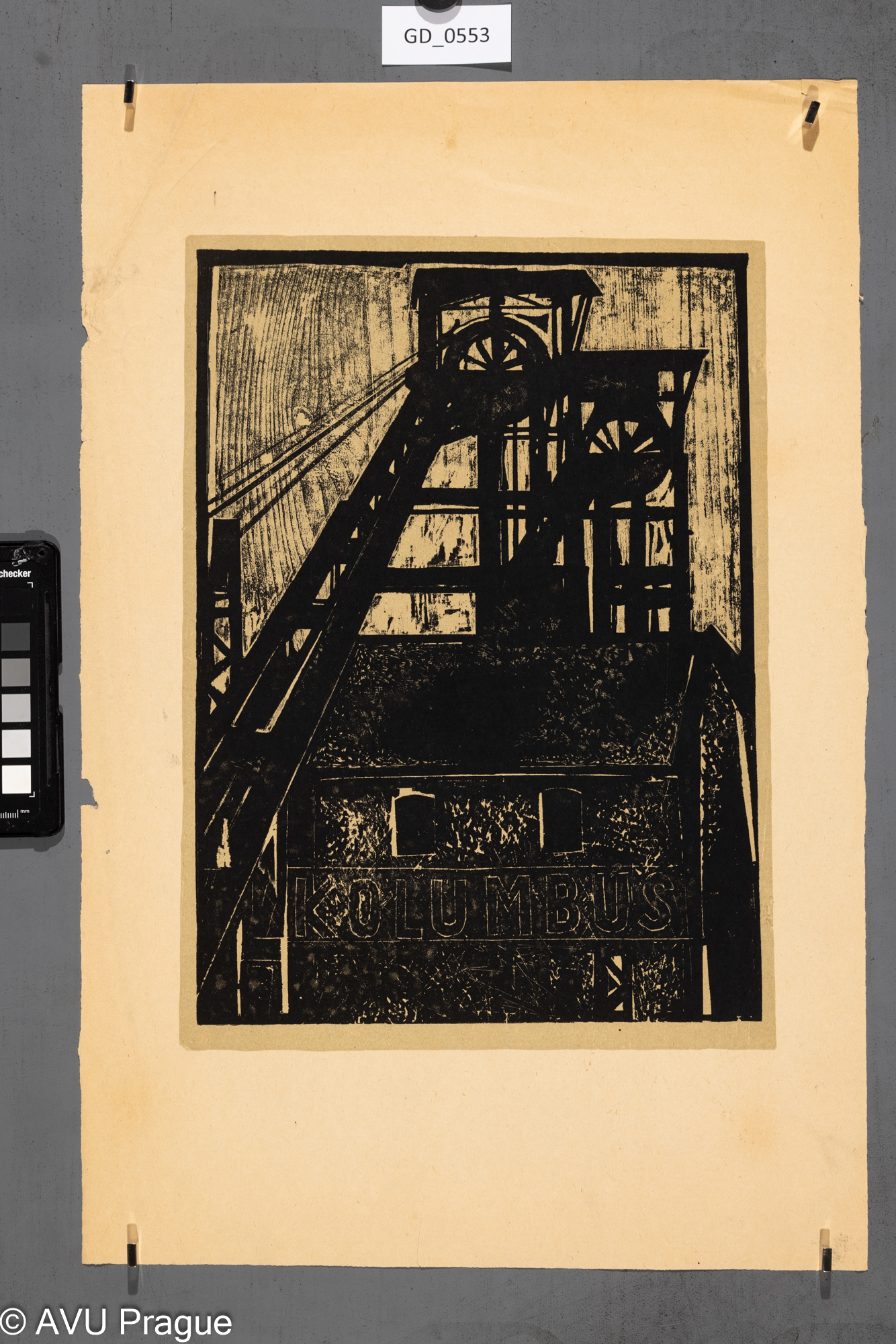 nezjišteno, Kolumbus, 60.léta,Dřevořez s podtiskem, 34,5 x 25,50,2 x 33