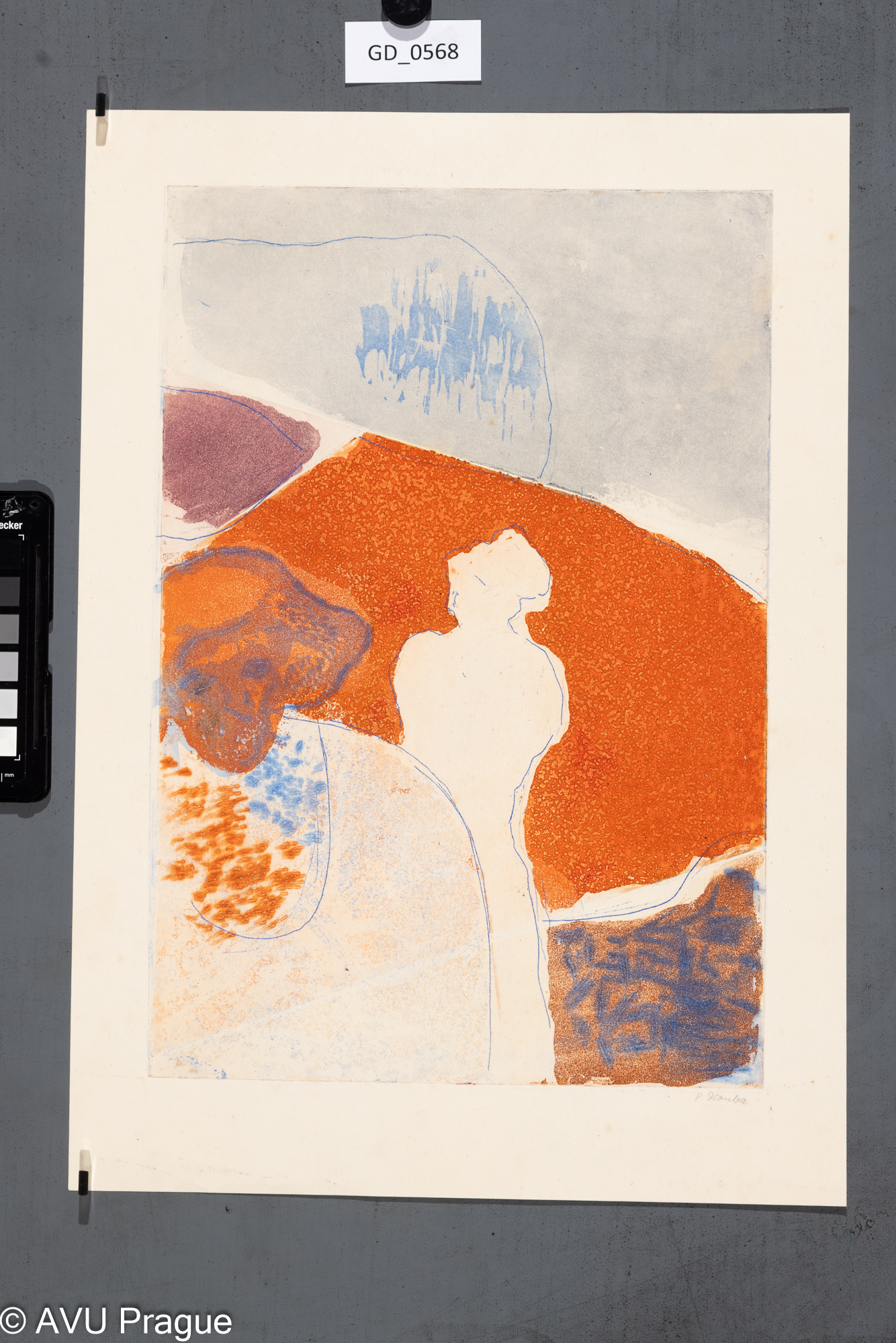 Petr Kouba, Abstrahované figury,Lept / akvatinta dvě barvy, 36 x 24,5, 43,5 x 31, Čepelák