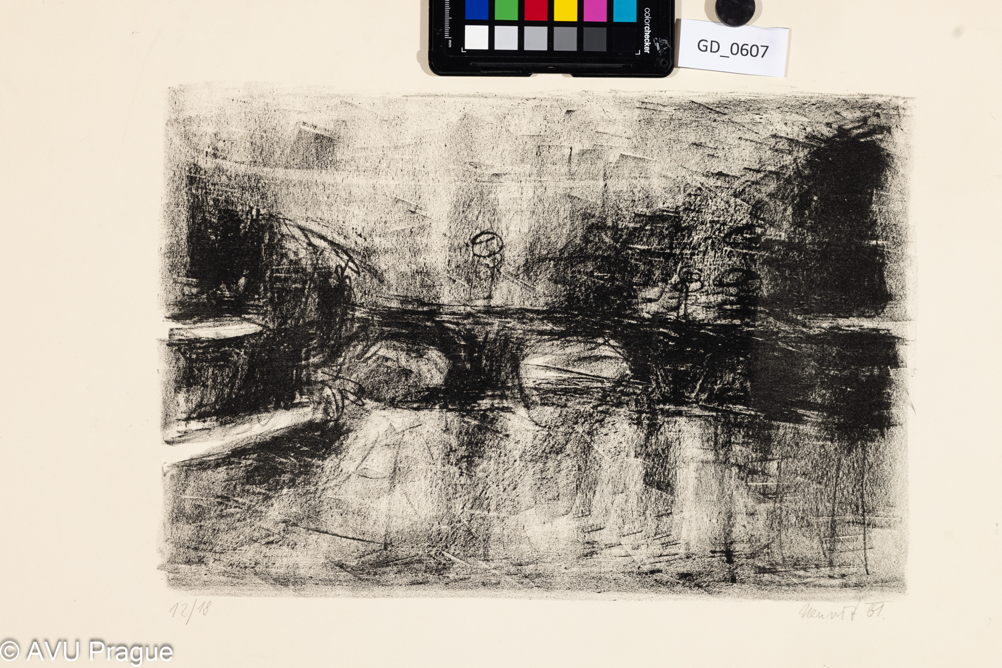 Vladimír Neuwirt, Most přes řeku,1969, Litografie, 26 x 38,5, 44,2 x 62,2, Čepelák