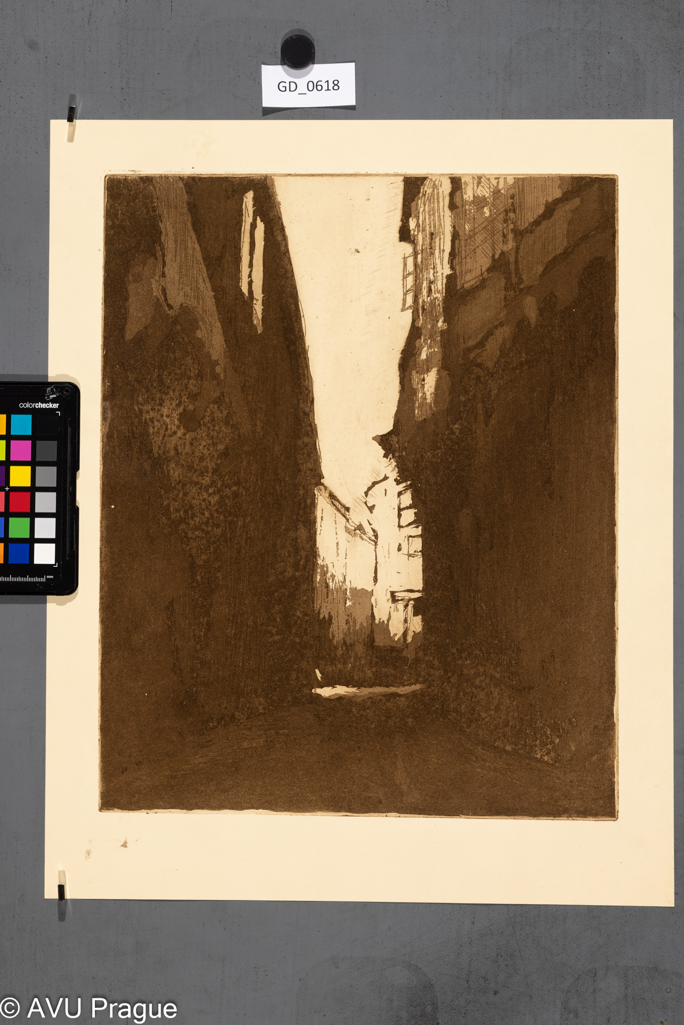 Vladimír Neuwirt ?, Ulice,Akvatinta / rezerváž, 37,4 x30, 45,8 x 36,5, Čepelák