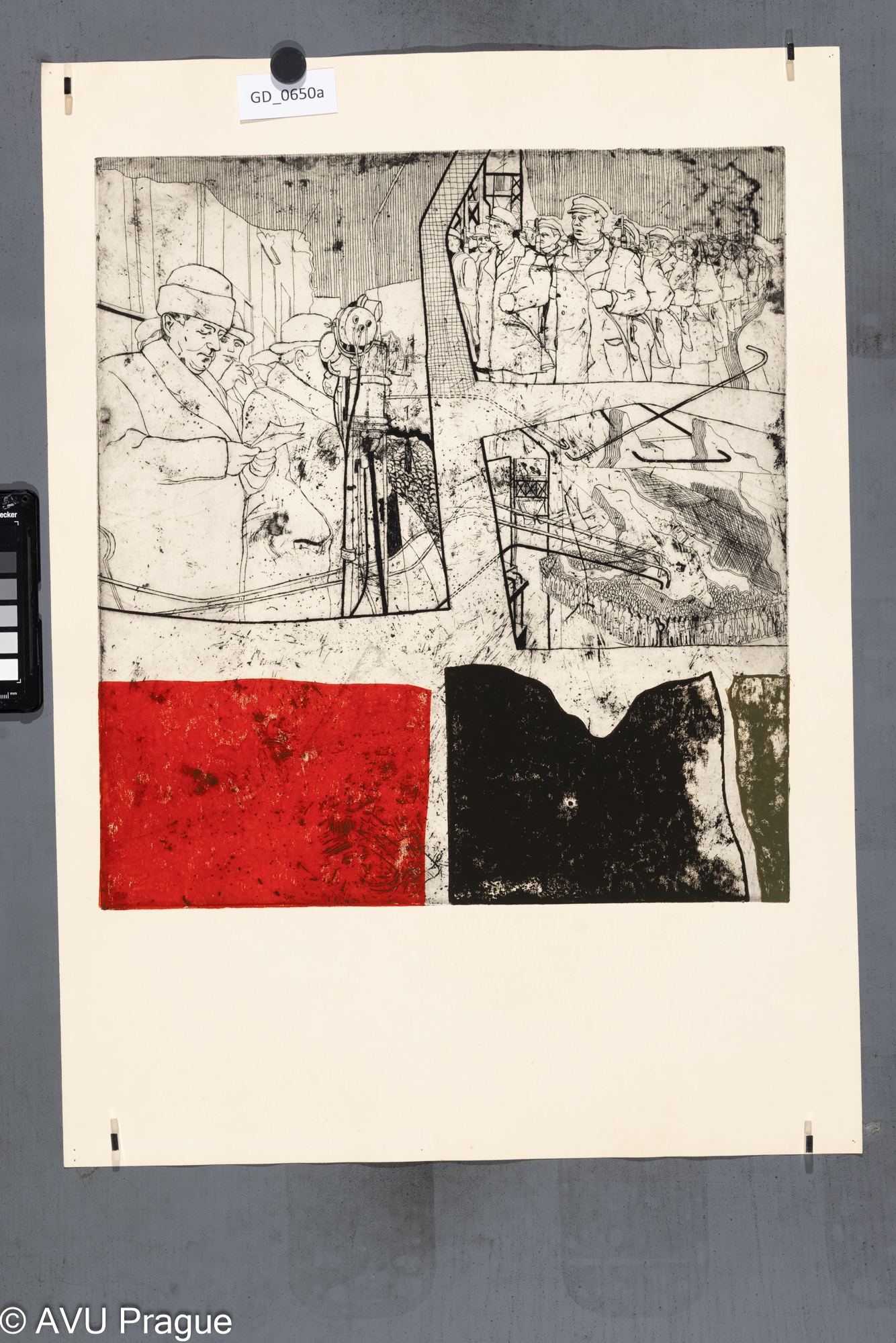 Bohdan Jelínek, Vítězný únor,Lept / linoryt, 24,2 x 38,6,62,2 x 44,8, Čepelák