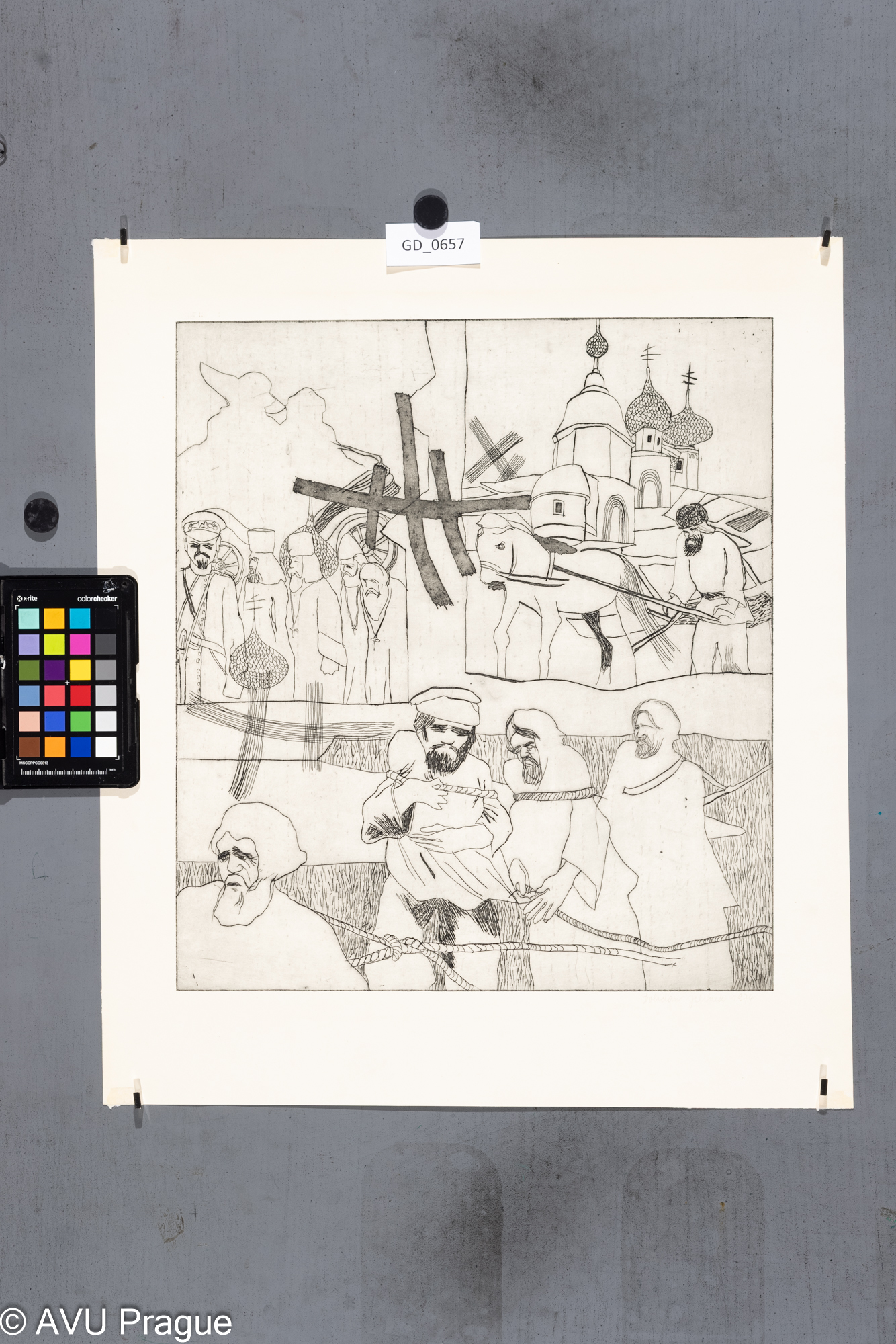 Bohdan Jelínek, VŘSR - cyklus IV. - burlaci, 1974, Lept , 39,2 x 35, 50,8 x 44, Čepelák