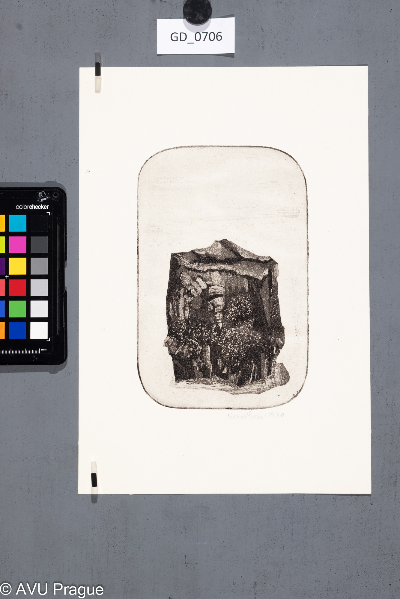 Zuzana Nováčková, Kámen,1970, Lept / akvatinta, 18,5 x 12,30,1 x 20,5, Čepelák