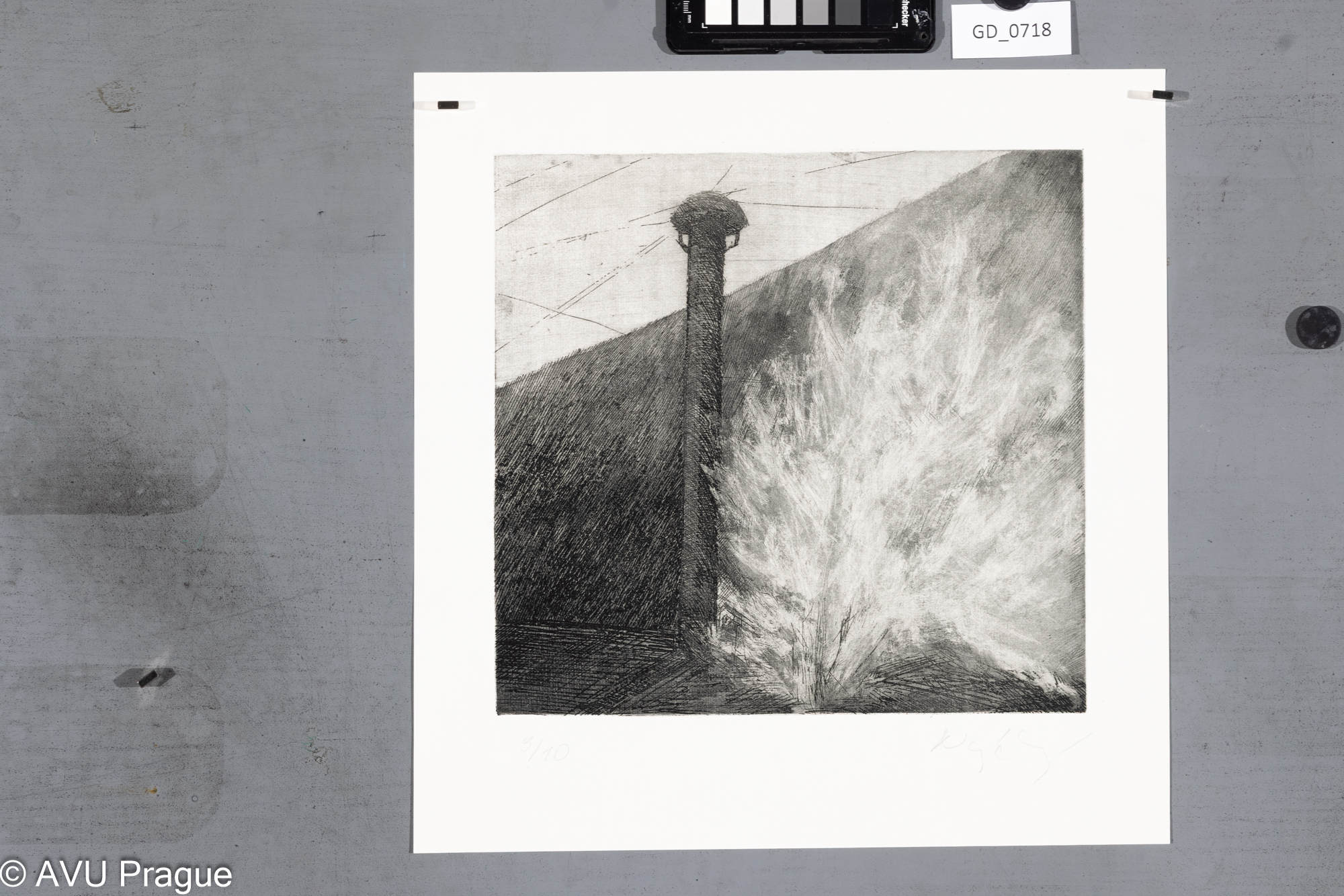 Zuzana Nováčková, Hlásič, 70. léta,Lept, akvatinta, 26 x 27,5,36,4 x 27,5, Čepelák