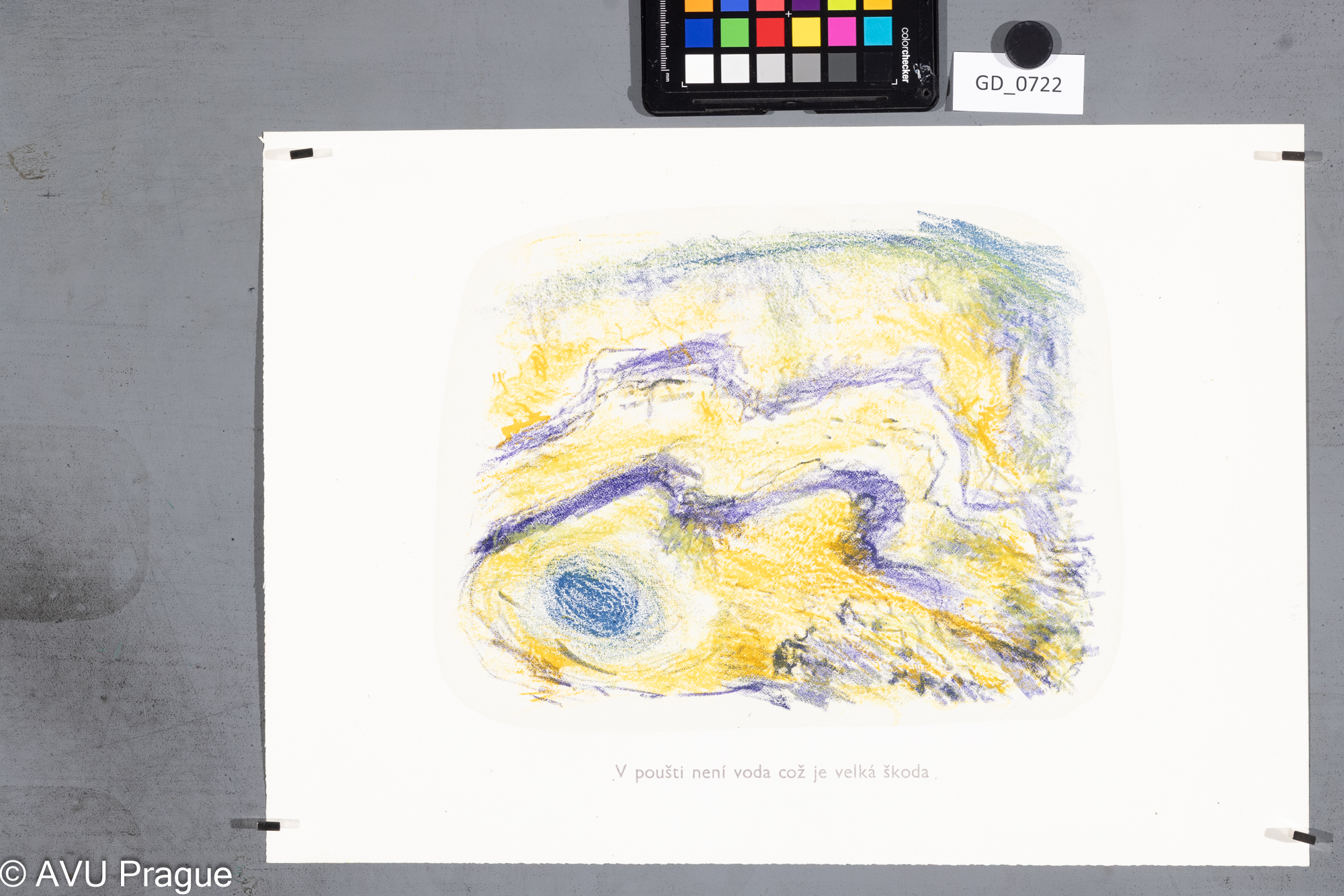 Zuzana Nováčková ?, Důležitý atlas světa - v poušti není voda, 70. léta,Litografie 3 barvy , podtisk,24,4 x 29, 31,1 x 44, Čepelák