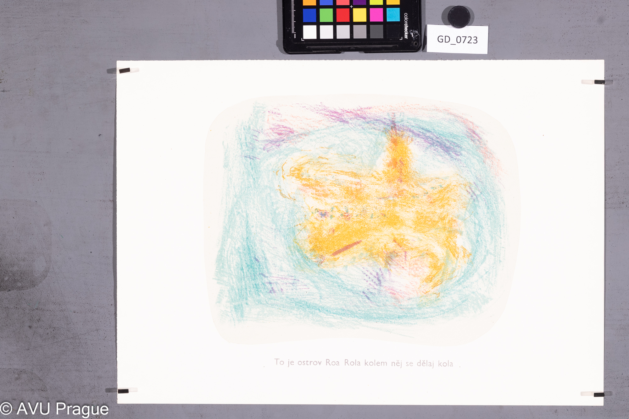 Zuzana Nováčková ?, Důležitý atlas světa - To je ostvov Roa Rola...,Litografie 3 barvy , podtisk,24,8 x 28,7, 31,1 x 44, Čepelák