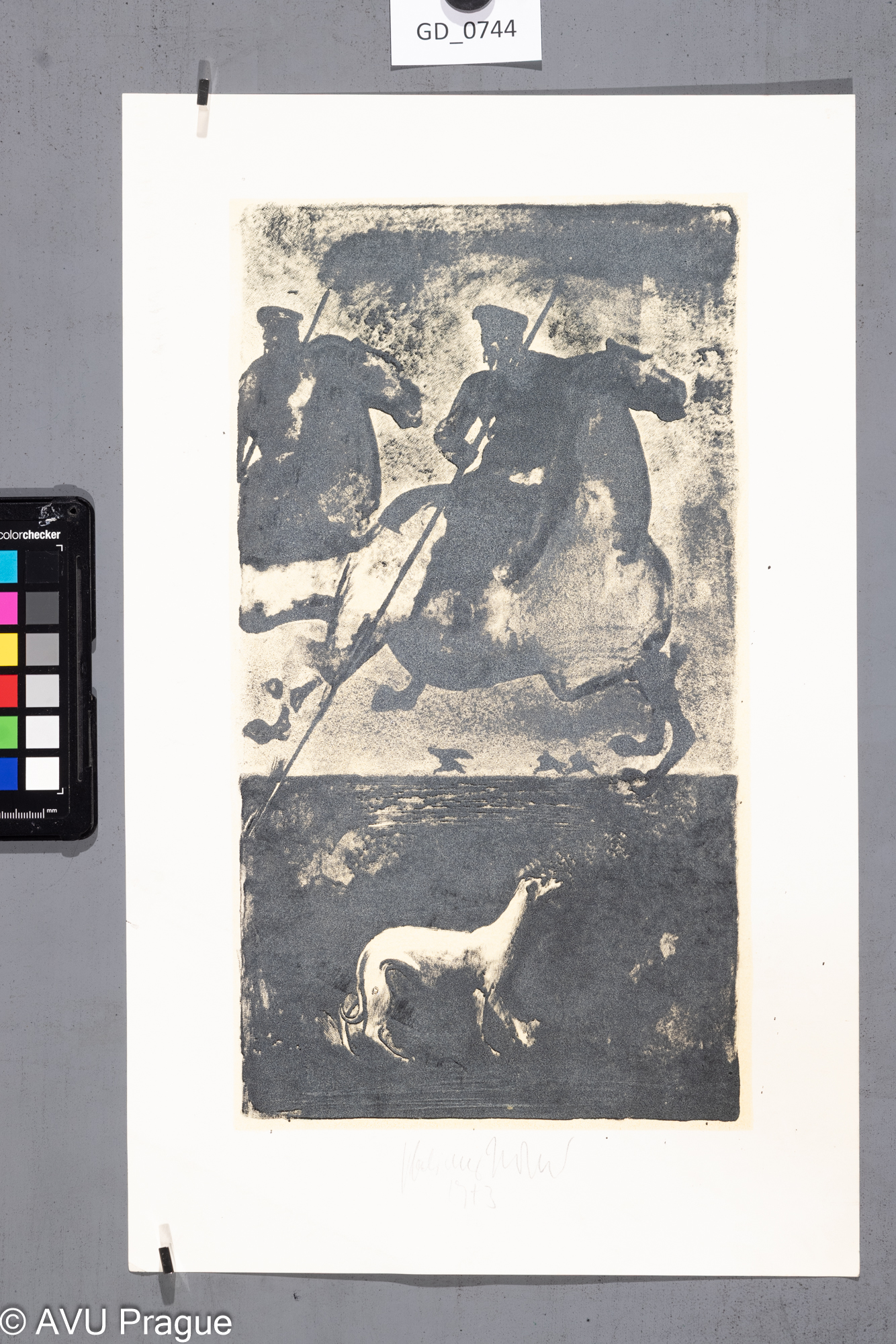 Vladímír ...Jezdec na koni1973Litografie - podtisk34 x 18,842,8 x 26,5