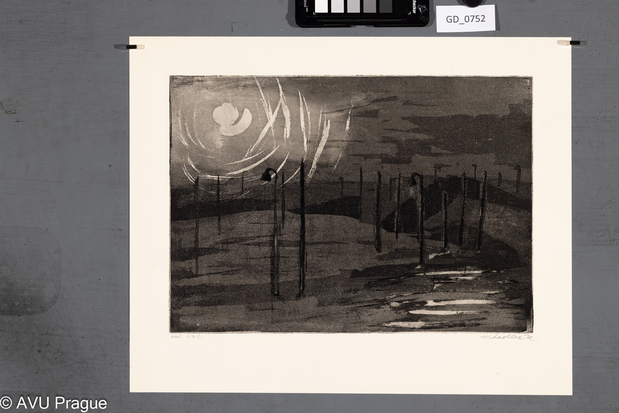 Martin Kadlec, Lampy se světelným odrazem, 1975,Akvatinta,24 x 34,30, 2 x 41,5, Čepelák