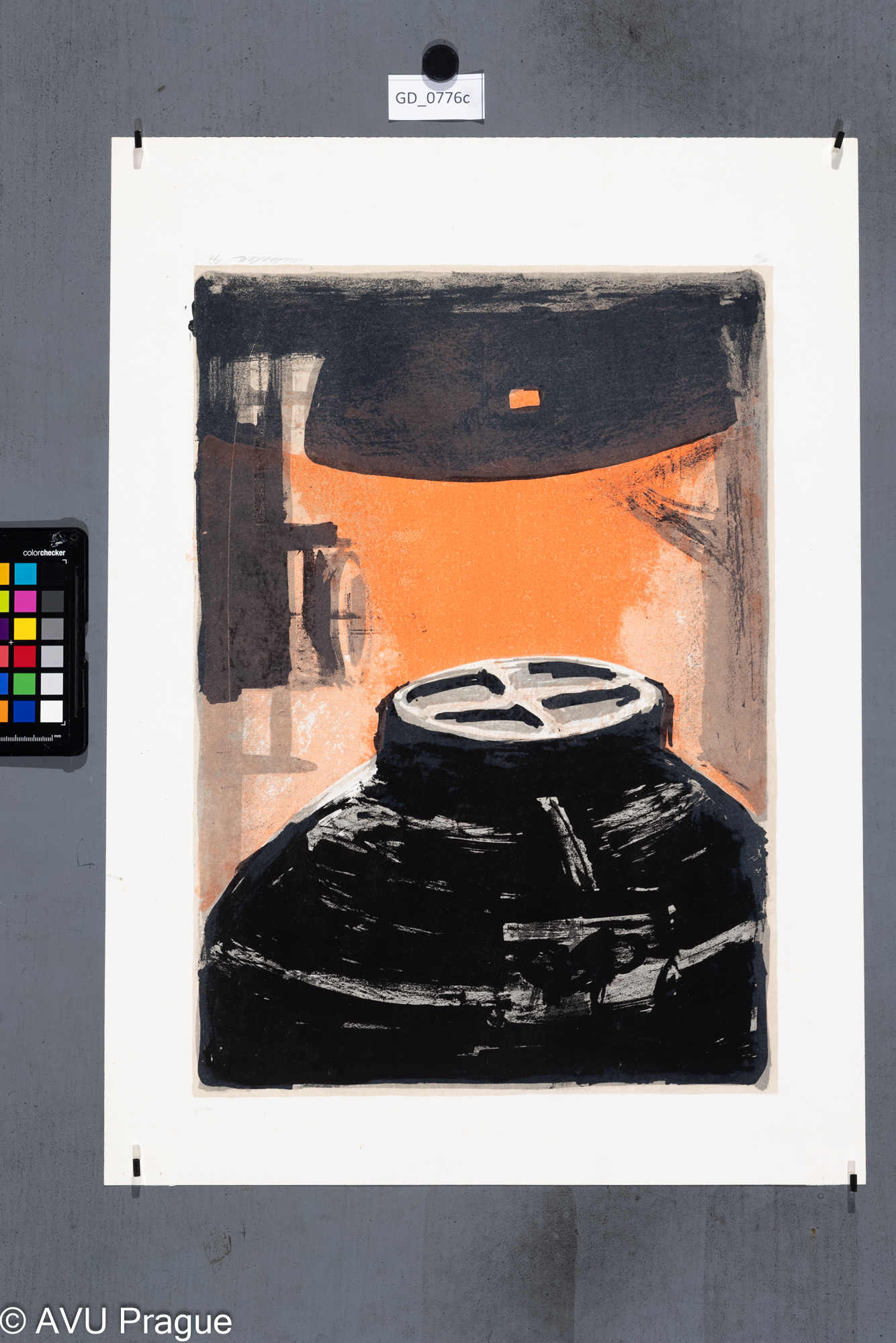 Martin KadlecPánev na slévárně (Hutě)1977Litografie, tři barvy, podtisk45,4 x 31,957,5 x 41,5Čepelák