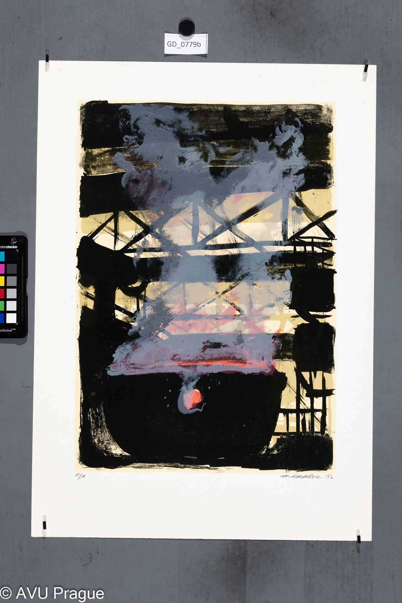 Martin KadlecKouřící pánev (Hutě)1977Litografie, tři barvy, podtisk45,3 x 31,858, 2 x 41,3Čepelák