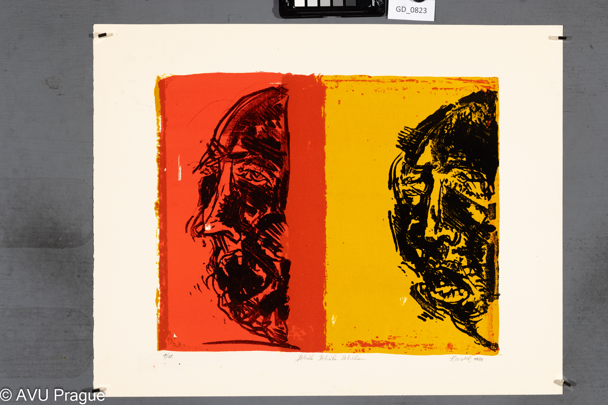 Karel Zavadil, Dobrák Dobráka Dobrákovi, 1970, Litografie, tři barvy, 43,7 x 40,2, 44 x 55,3,Smetana
Smetana