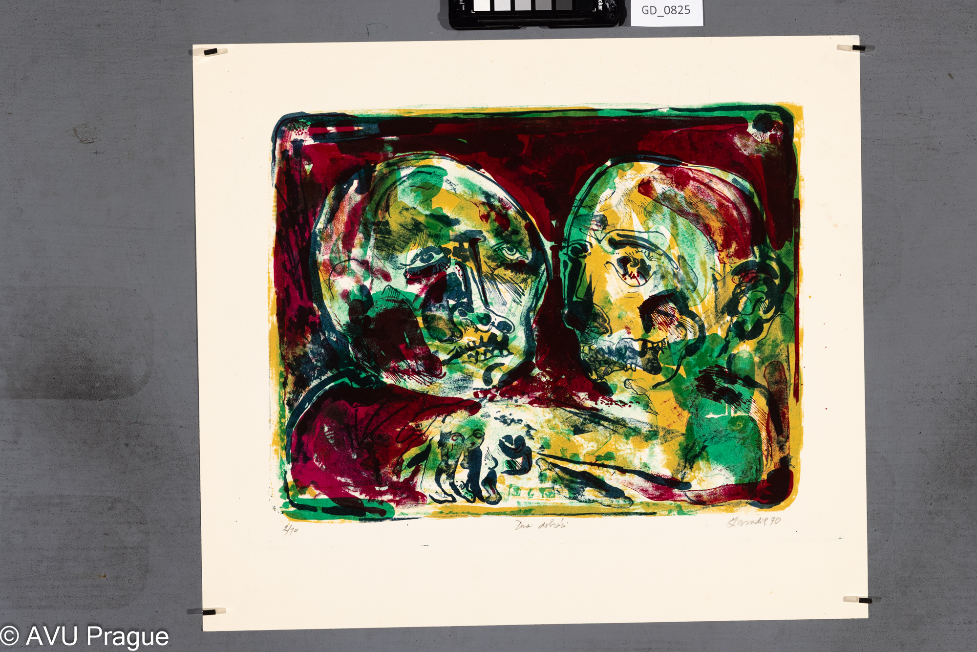 Karel Zavadil, Dva dobráci, 1970, Litografie, tři barvy, 30,3 x 39,3, 43 x 49,Smetana