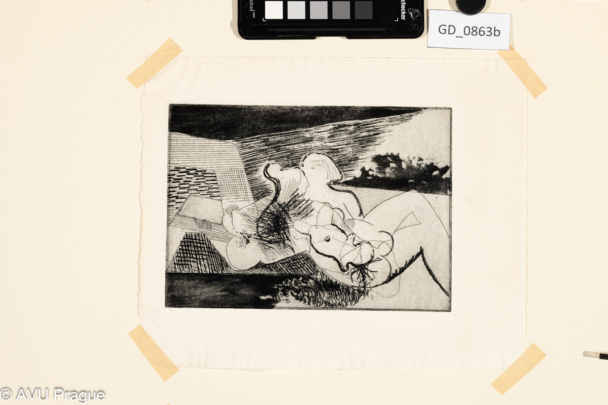 Neurčeno (Moravec ?)Vladimír Páral - Milenci a vrazi - ilustrace, Lept / akvatinta, 13,6 x 19,1, 20,8 x 25,8,